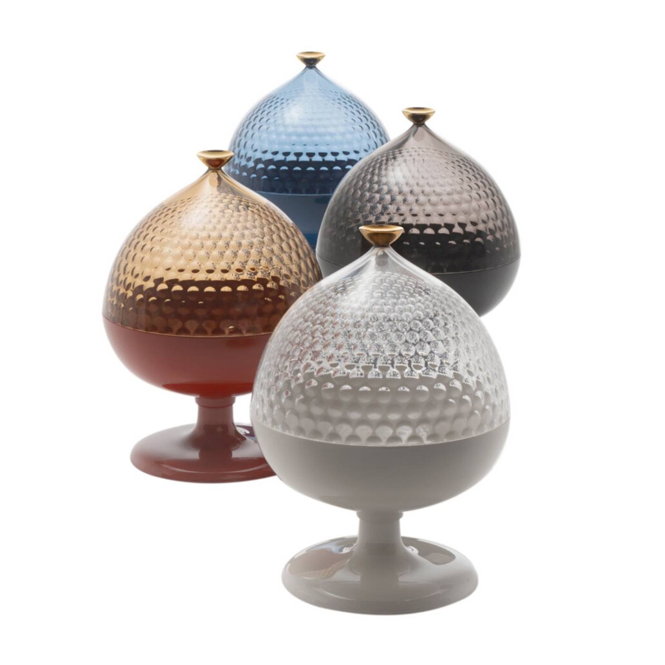 Kartell Δοχείο με πόδι Φ21/29 cm Amber/Brick red σειρά Pumo Μπολ