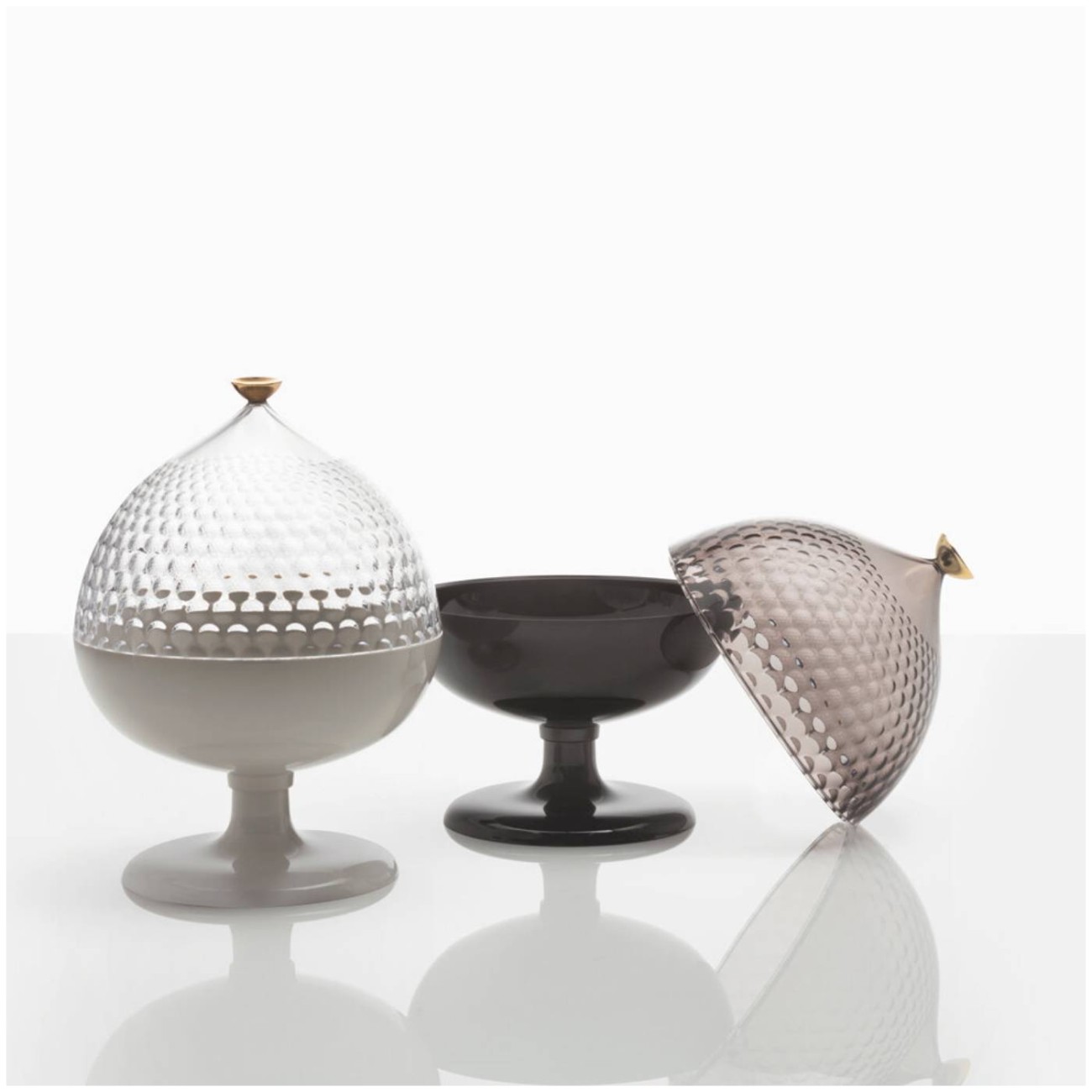 Kartell Δοχείο με πόδι Φ21/29 cm Smoke/Black σειρά Pumo Μπολ