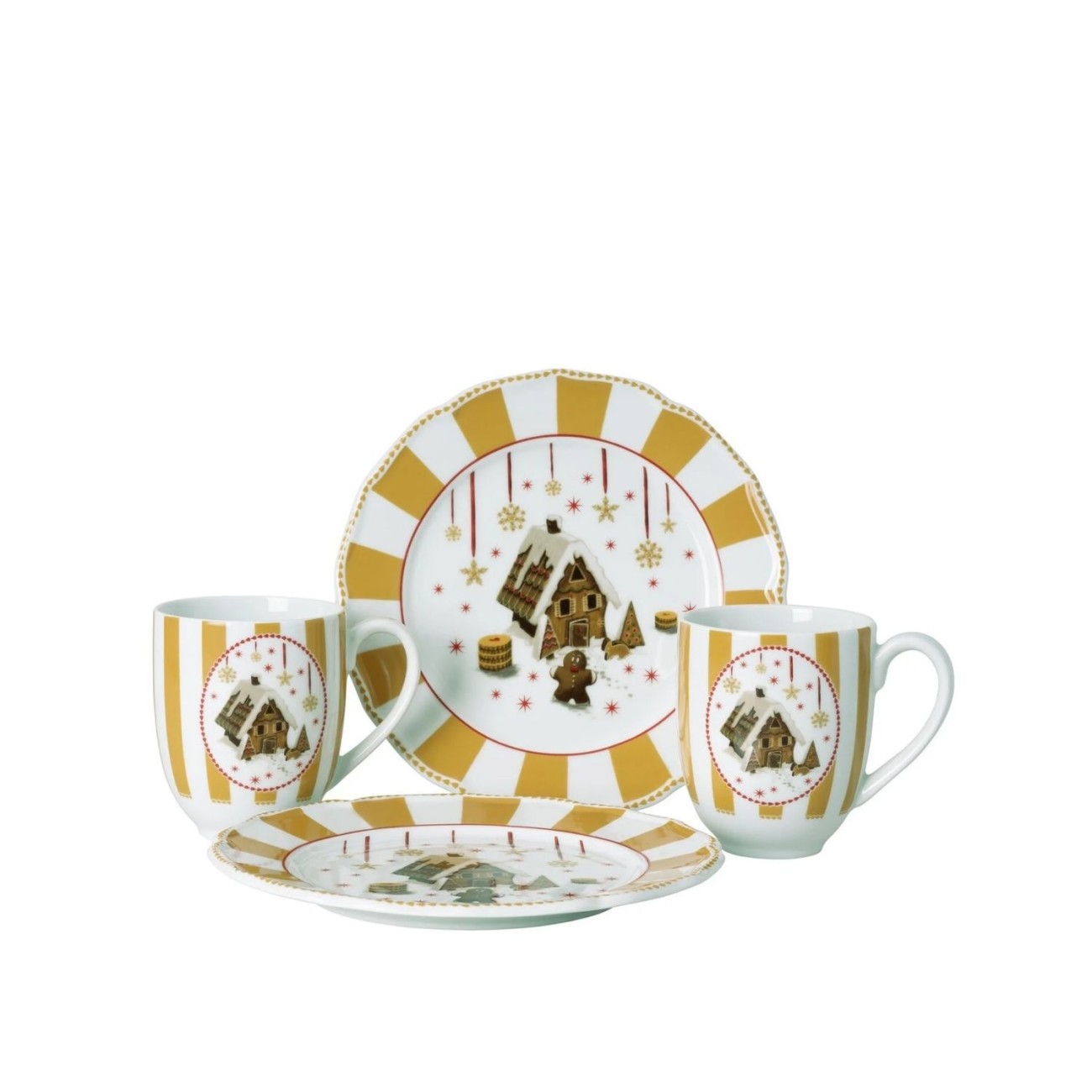 Hutschenreuther Σετ 4 τεμ., 2 Χ Πιάτο 22 εκ + 2 Χ Κούπα 400 ml beige σειρά Christmas Love Χριστουγεννιάτικα