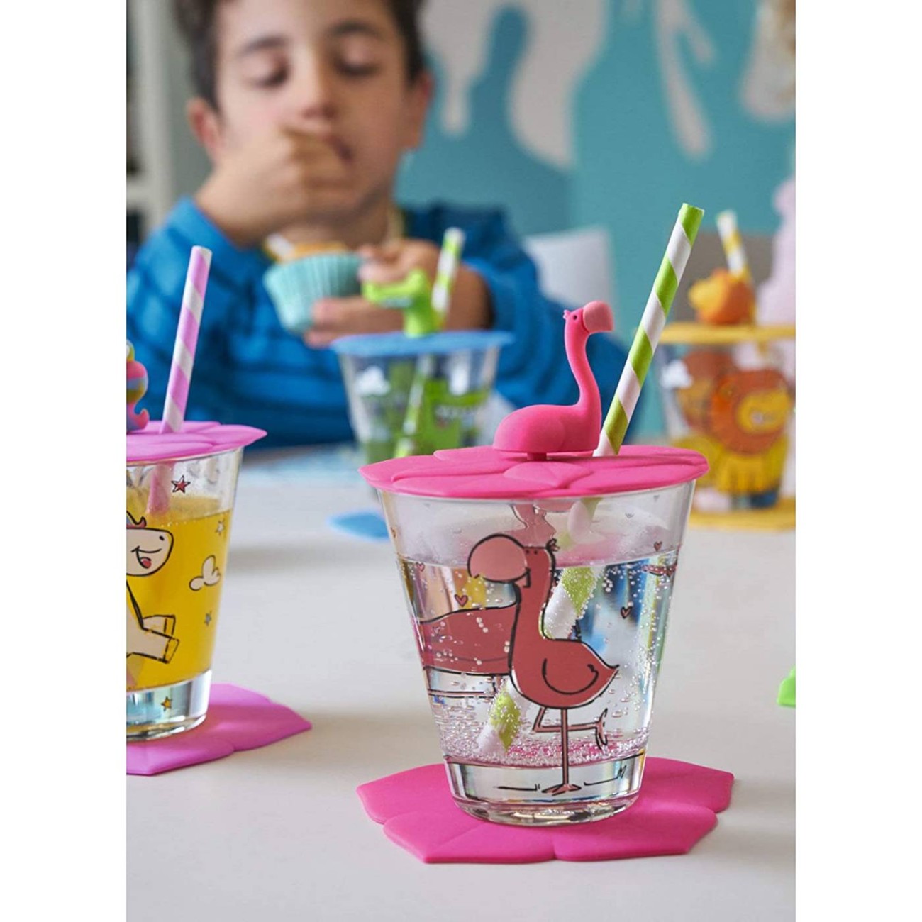 Leonardo Παιδικό σετ 3 τεμ. (ποτήρι/καπάκι/σουβέρ) Flamingo Δώρα για παιδιά - Back to school