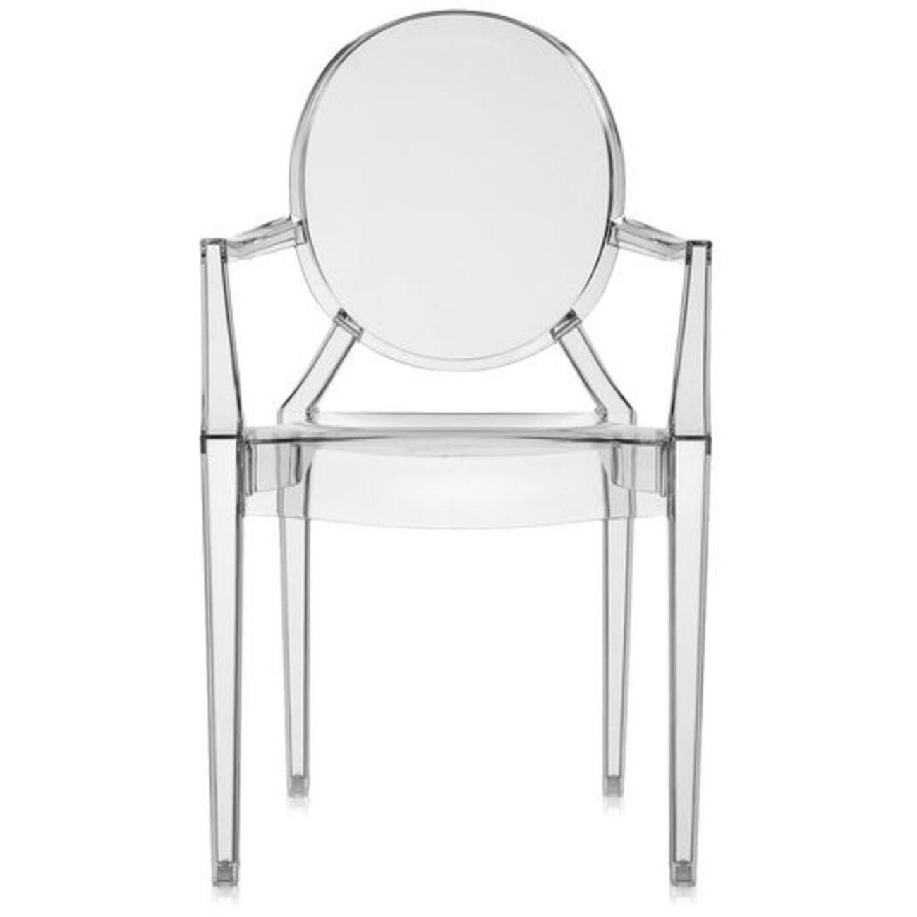 Kartell Καρέκλα με μπράτσο smoke grey σειρά Louis Ghost Καρέκλες