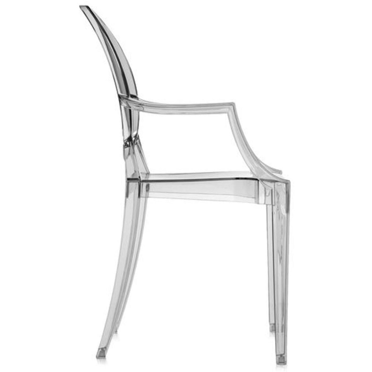 Kartell Καρέκλα με μπράτσο smoke grey σειρά Louis Ghost Καρέκλες