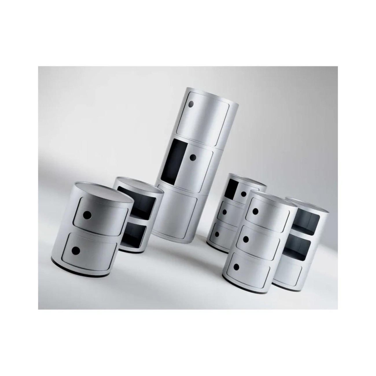 Kartell Συρταριέρα διπλή ασημί διάμετρος 32εκ. σειρά Componibili Συρταριέρες