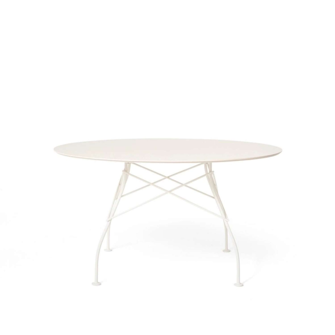 Kartell Τραπέζι Φ128 εκ. White/white σειρά Glossy Outdoor Τραπεζαρίες
