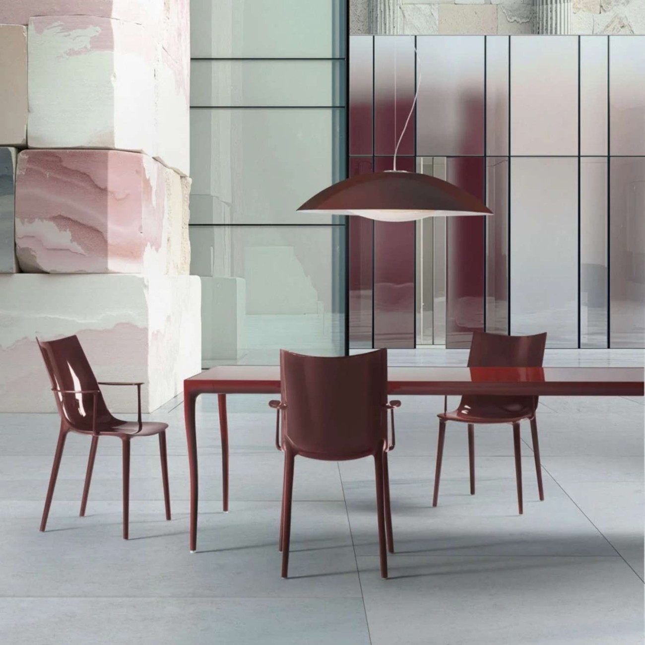 Kartell Καρέκλα Glossy Burgundy σειρά H.H.H. Καρέκλες