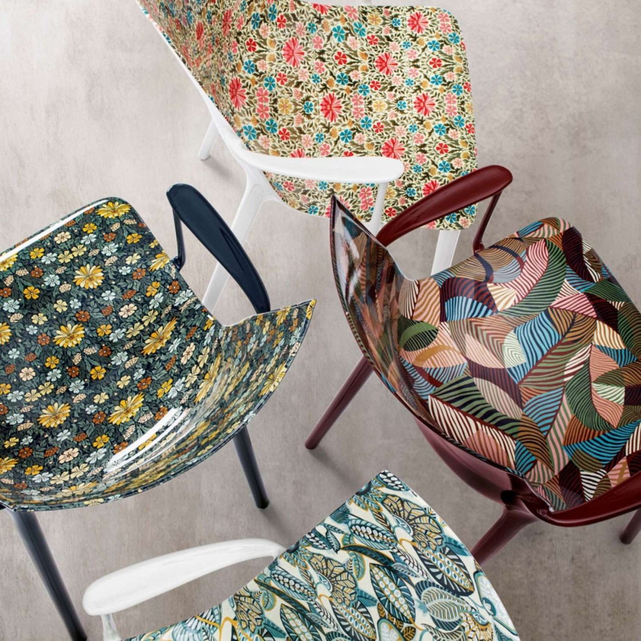 Kartell Καρέκλα Moon Flower/Blue Ink Ochre σειρά H.H.H. Καρέκλες