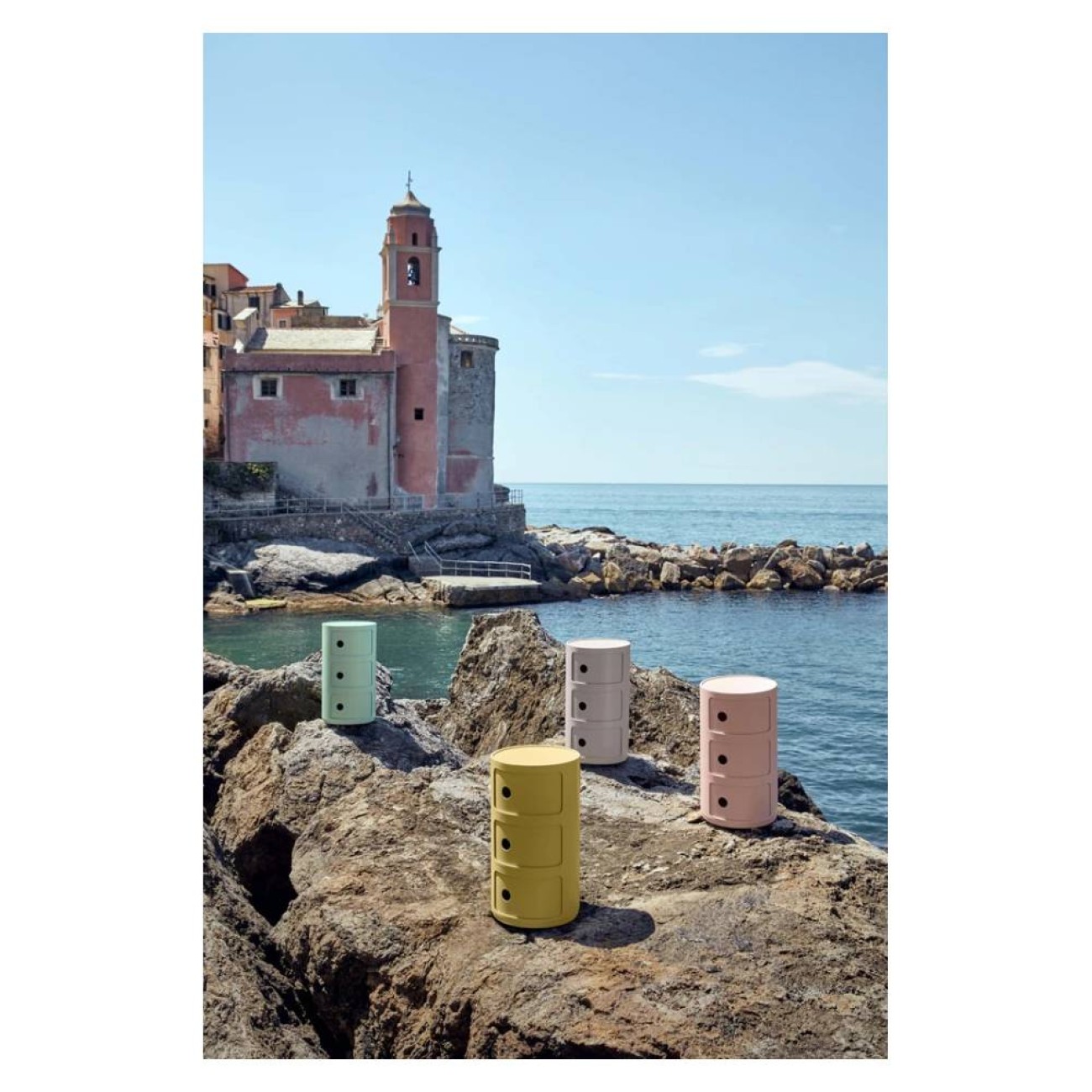 Kartell Συρταριέρα τριπλή πράσινη διάμετρος 32εκ. ύψος 58εκ. σειρά Componibili ΒΙΟ 
 Συρταριέρες