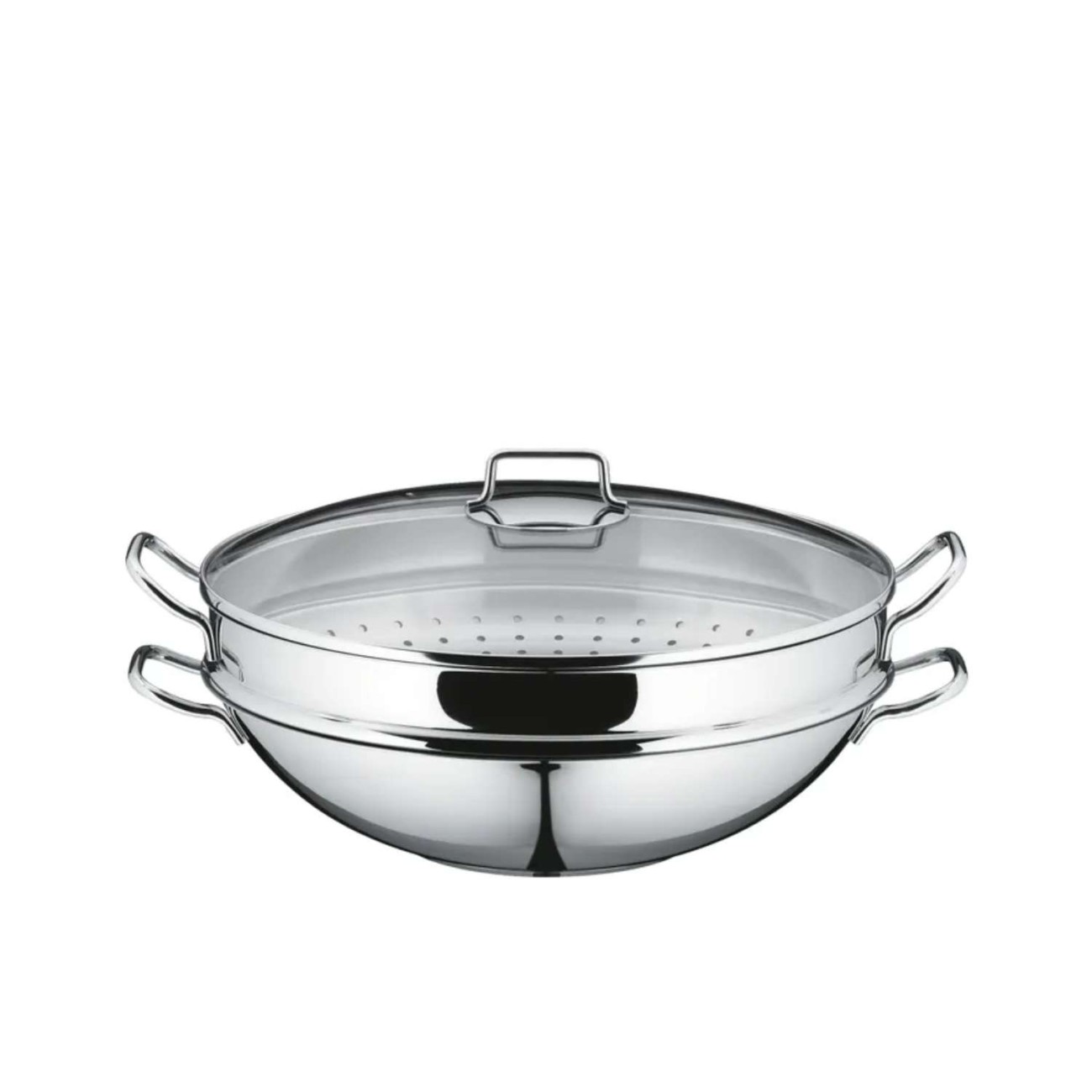 WMF Wok Macao 36 εκ με γυάλινο καπάκι και σκεύος ατμού Τηγάνια/Wok