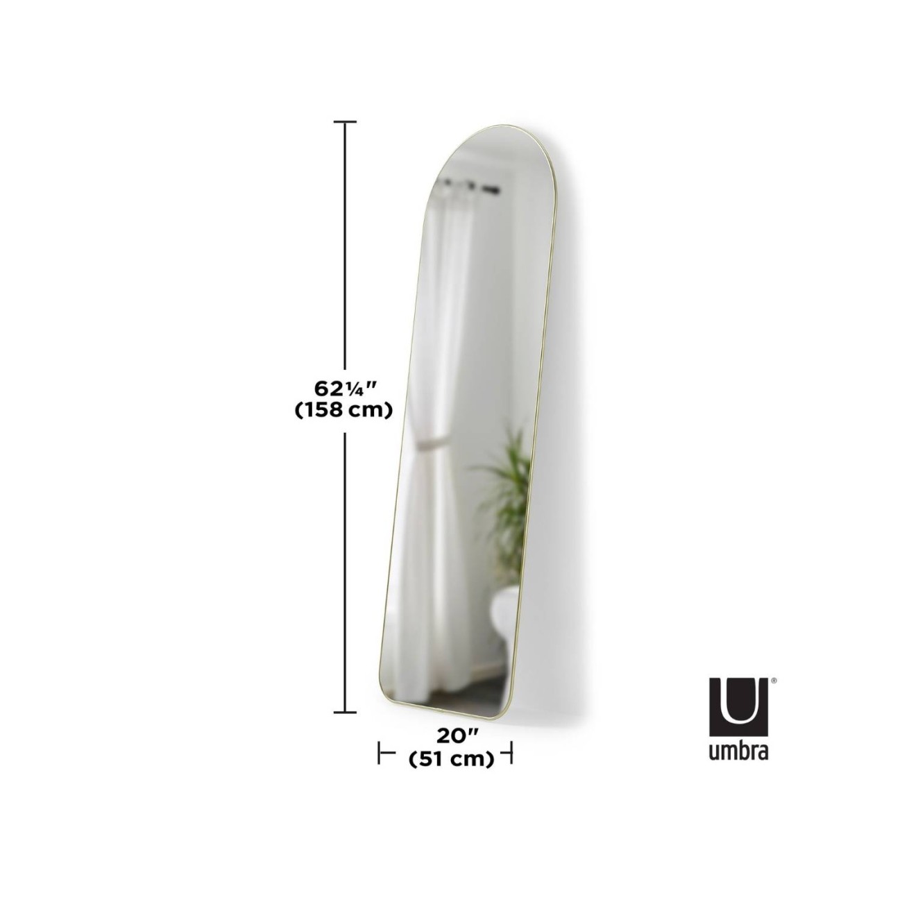 Umbra Καθρέφτης δαπέδου 157x51cm χρυσό σειρά Hubba Καθρέφτες Τοίχου