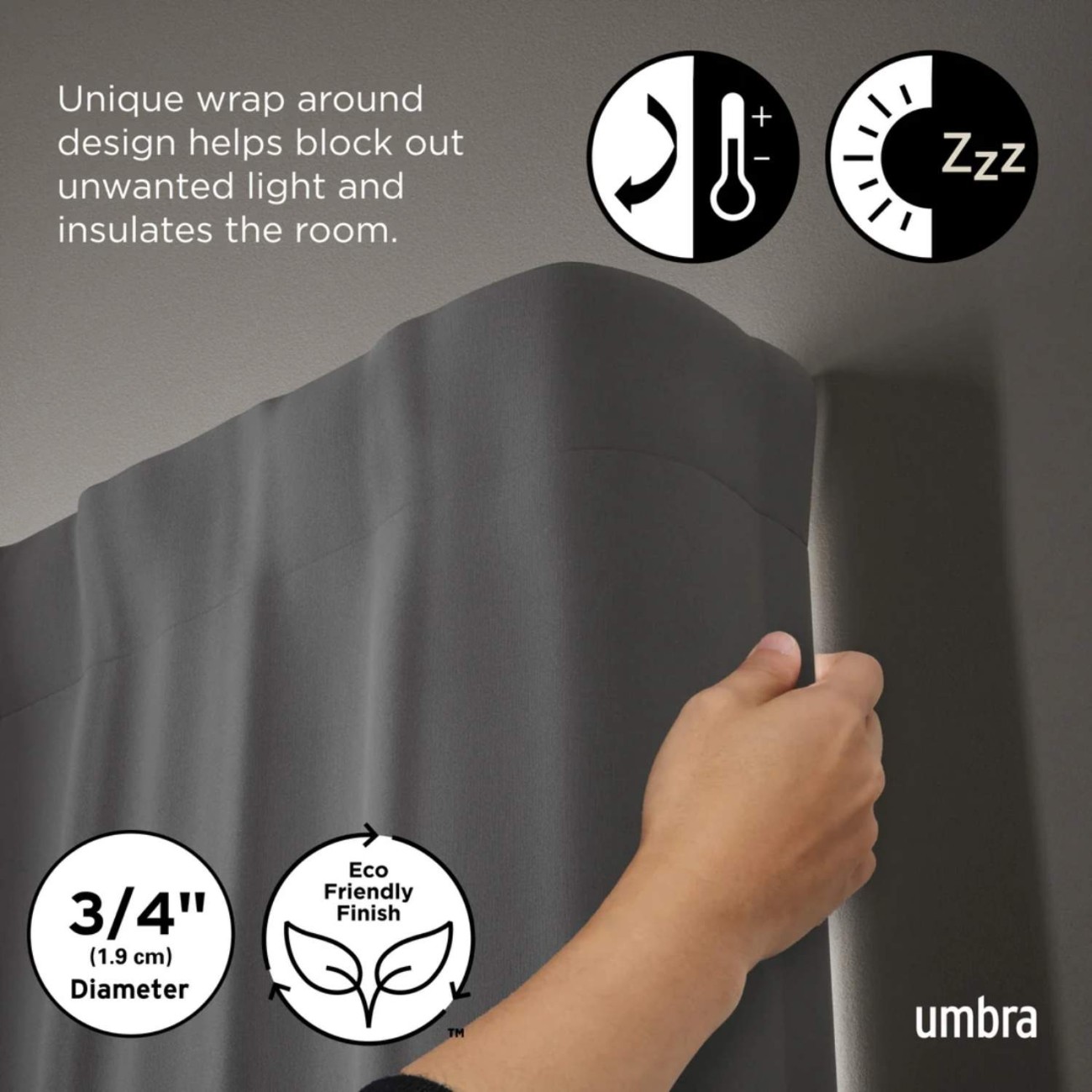 Umbra Κουρτινόξυλο Matte Black επεκτεινόμενο 167-365 cm σειρά Twilight Single Νέα Είδη