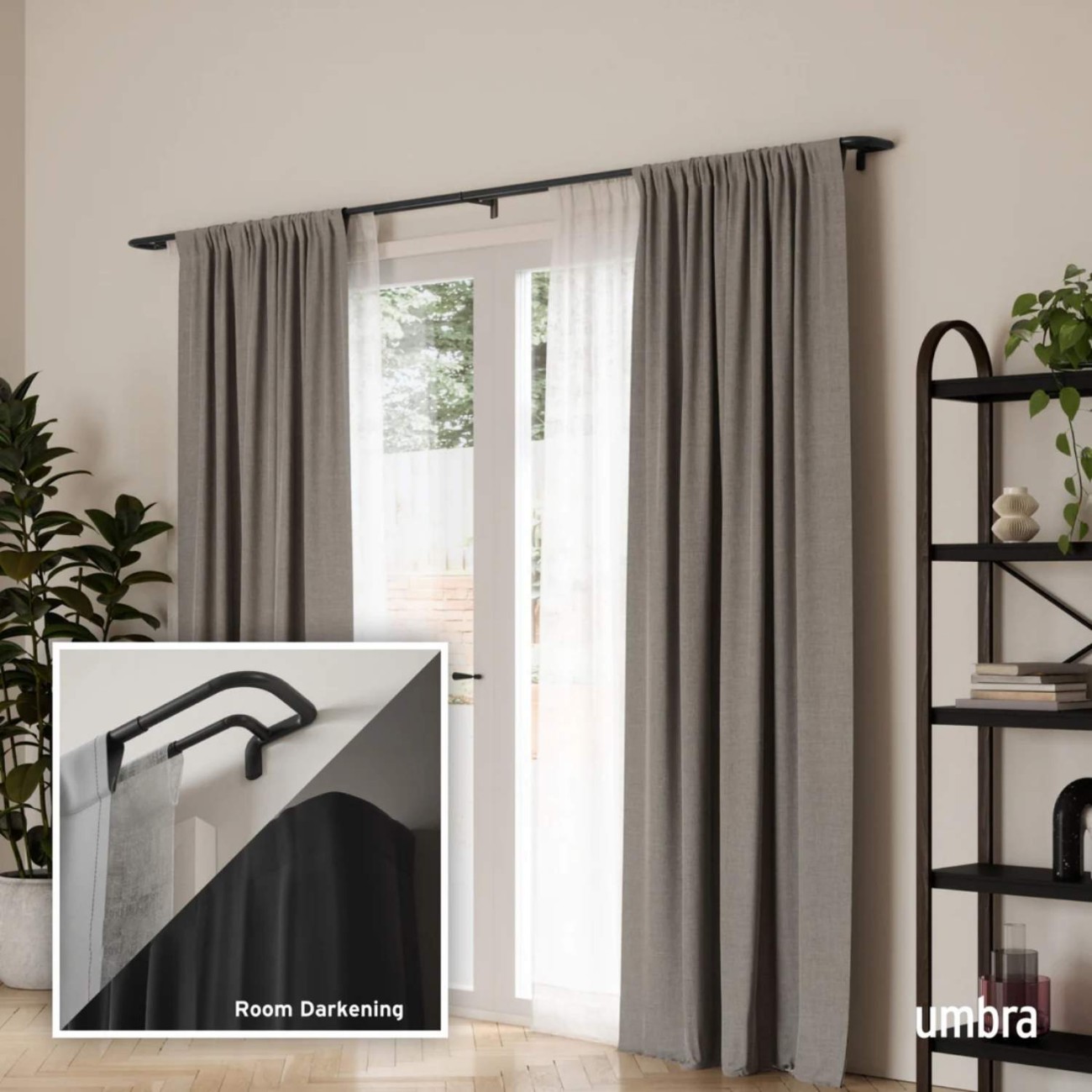 Umbra Κουρτινόξυλο Matte Black επεκτεινόμενο 167-365 cm σειρά Twilight Double Νέα Είδη