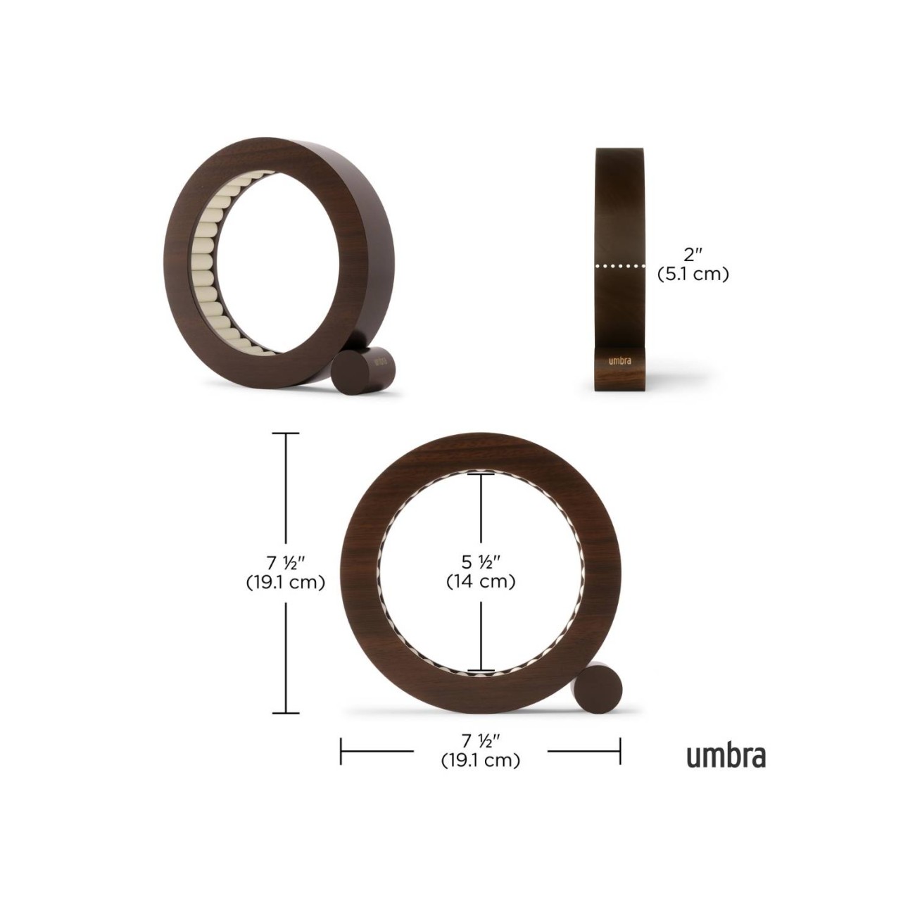 Umbra Θήκη οργάνωσης κοσμημάτων 19cm καρυδί σειρά Ferris Αξεσουάρ Μπάνιου