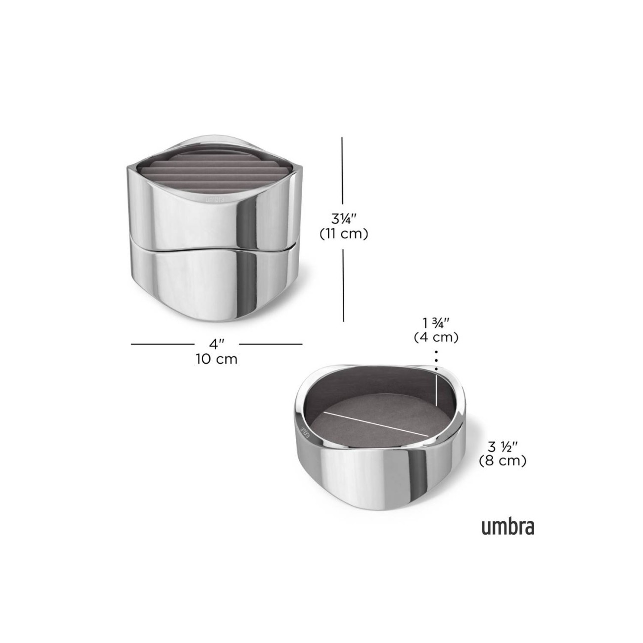 Umbra Θήκη οργάνωσης κοσμημάτων 10x11cm χρώμιο σειρά Wavy New Arrivals