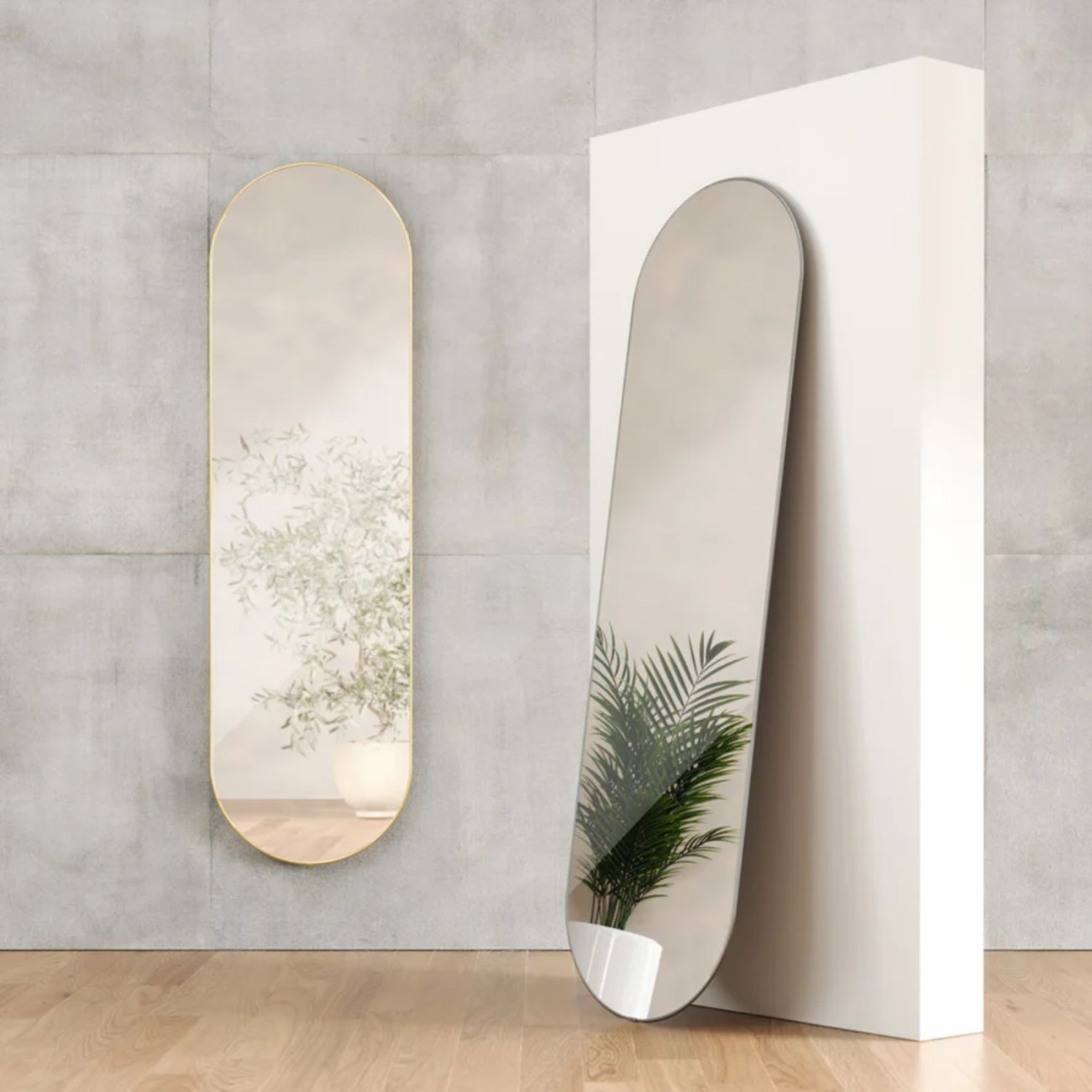 Umbra Καθρέφτης τοίχου 157x45x5cm ασημί σειρά Hubba Pill Καθρέφτες Τοίχου