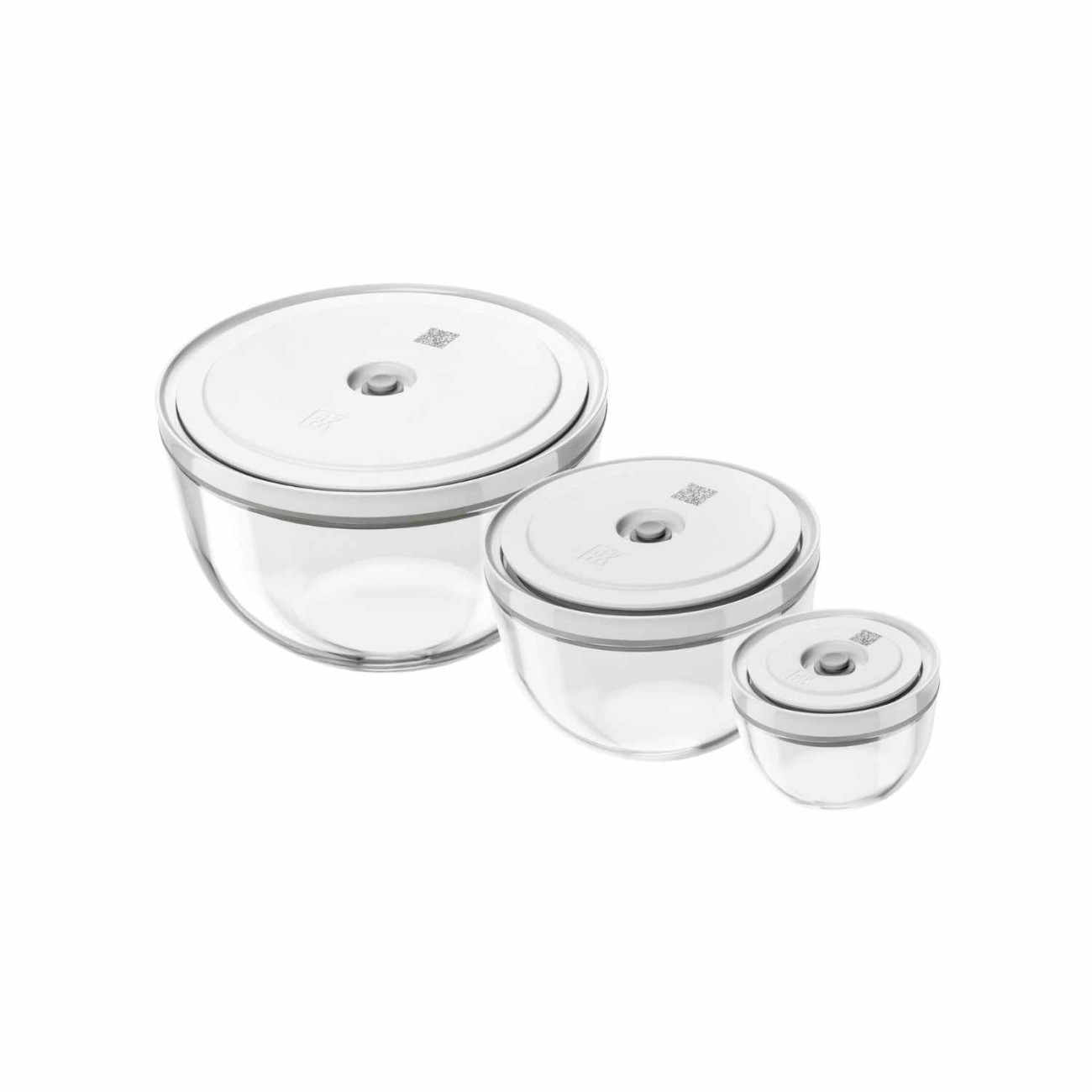 Zwilling J.A. Henckels Σετ 3 τεμ. μπολ γυάλινα στρογγυλά S/M/L με καπάκι Vacuum σειρά Fresh & Save Δοχεία Τροφίμων