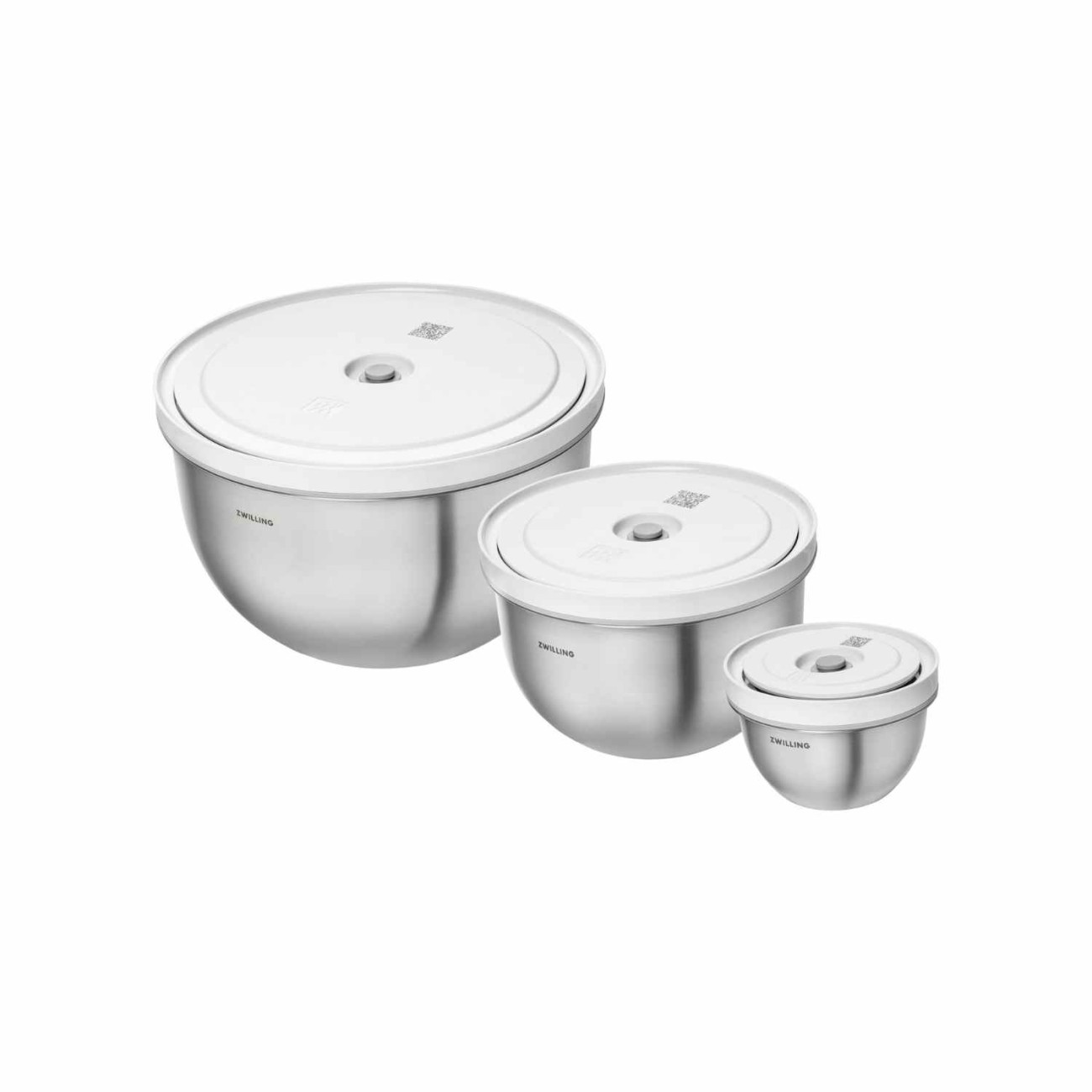 Zwilling J.A. Henckels Σετ 3 τεμ. μπολ ανοξείδωτα στρόγγυλα S/M/L με καπάκι Vacuum σειρά Fresh & Save Δοχεία Τροφίμων