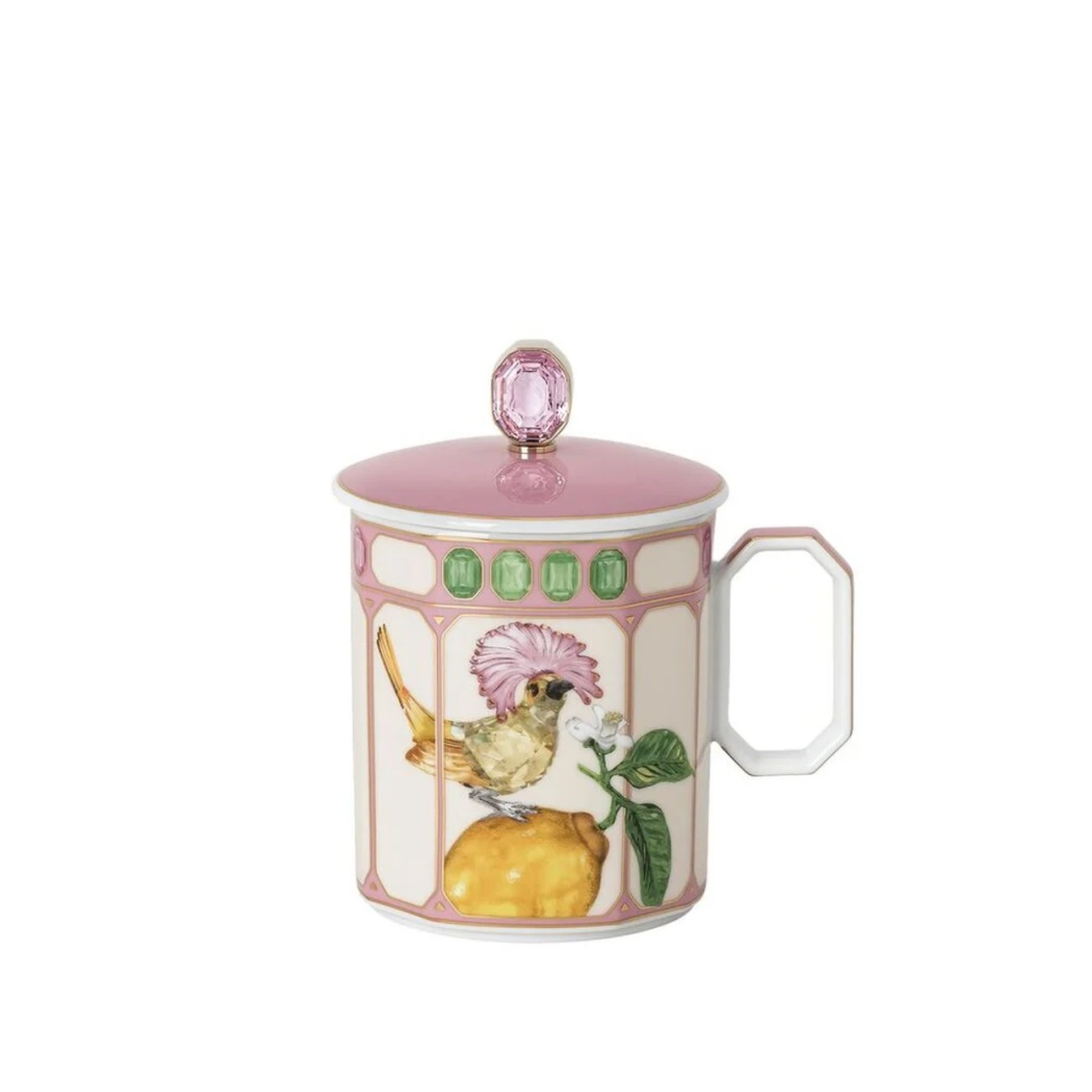 Rosenthal/Swarovski Κούπα 0,39 λτ. με καπάκι Flycatcher Pink σειρά Idyllia Φλυτζάνια & Πιάτα Καφέ/Τσαγιού
