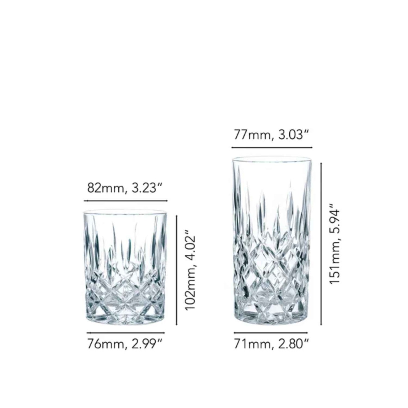 Nachtmann Σετ 8 τεμ ποτήρια (4 x νερού/αναψυκτικού 375 ml + 4 x χυμού/ουίσκυ 295 ml) σειρά Noblesse Noblesse by Nachtmann