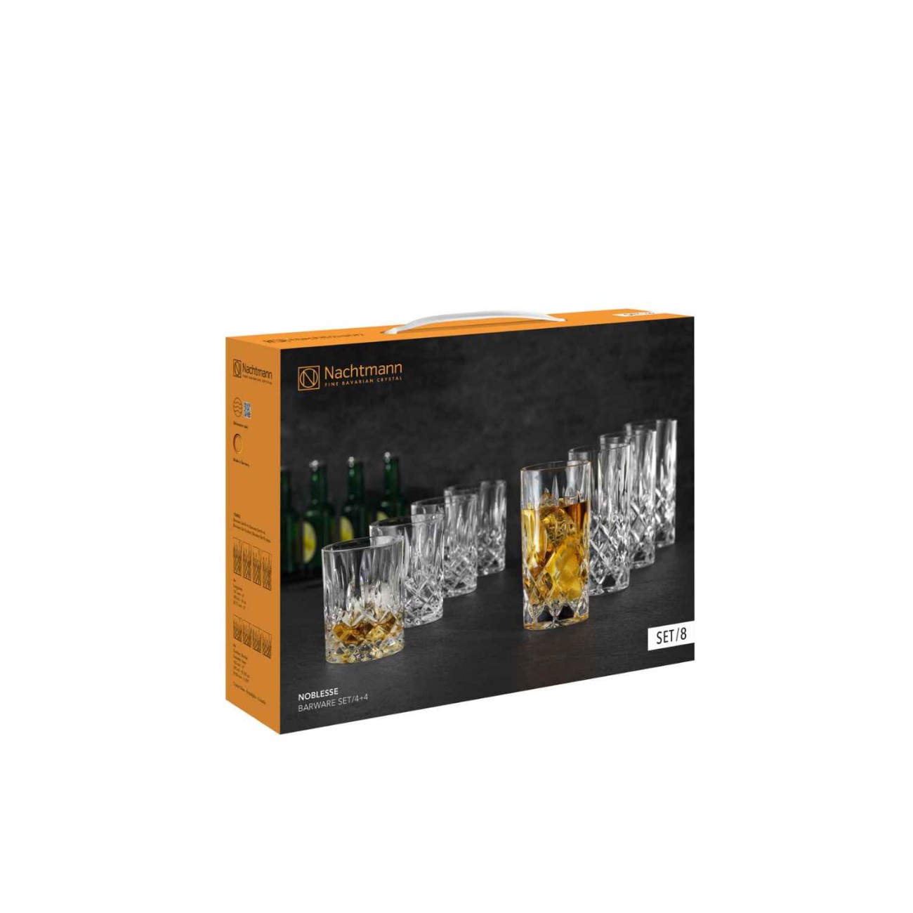 Nachtmann Σετ 8 τεμ ποτήρια (4 x νερού/αναψυκτικού 375 ml + 4 x χυμού/ουίσκυ 295 ml) σειρά Noblesse Noblesse by Nachtmann