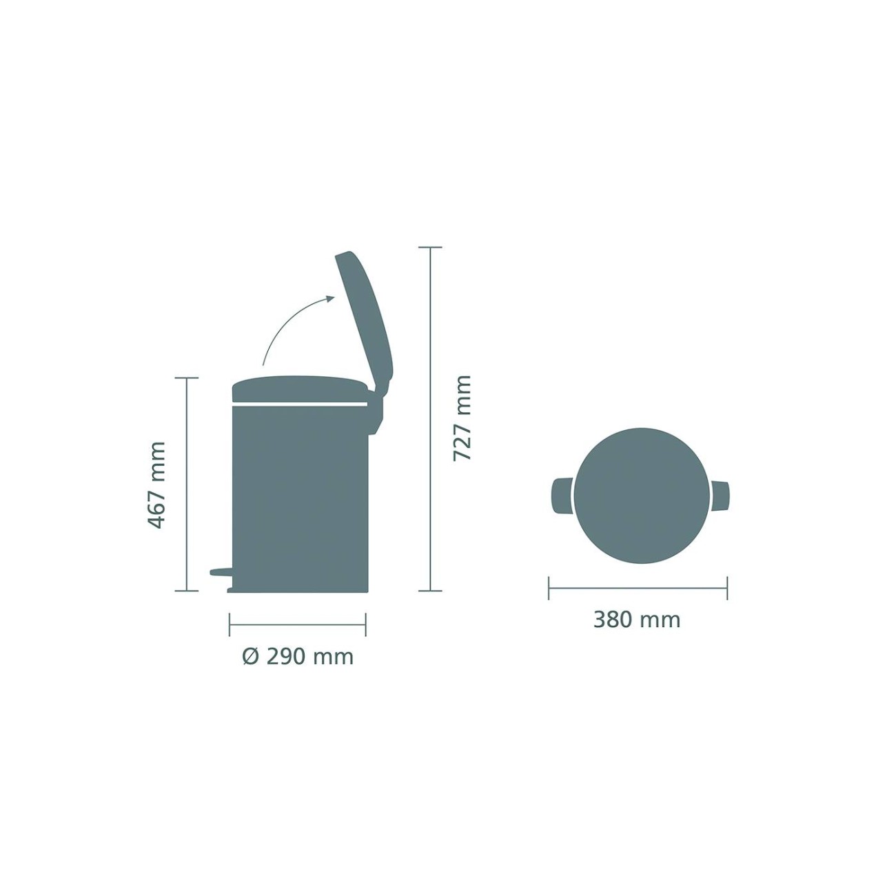 Brabantia Δοχείο απορριμάτων 20 λτ. Matt Black σειρά New Icon Κάδοι Κουζίνας