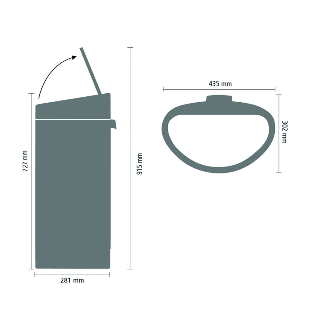Brabantia Δοχείο απορριμάτων 40lt. Platinum σειρά Touch Bin New Κάδοι Κουζίνας
