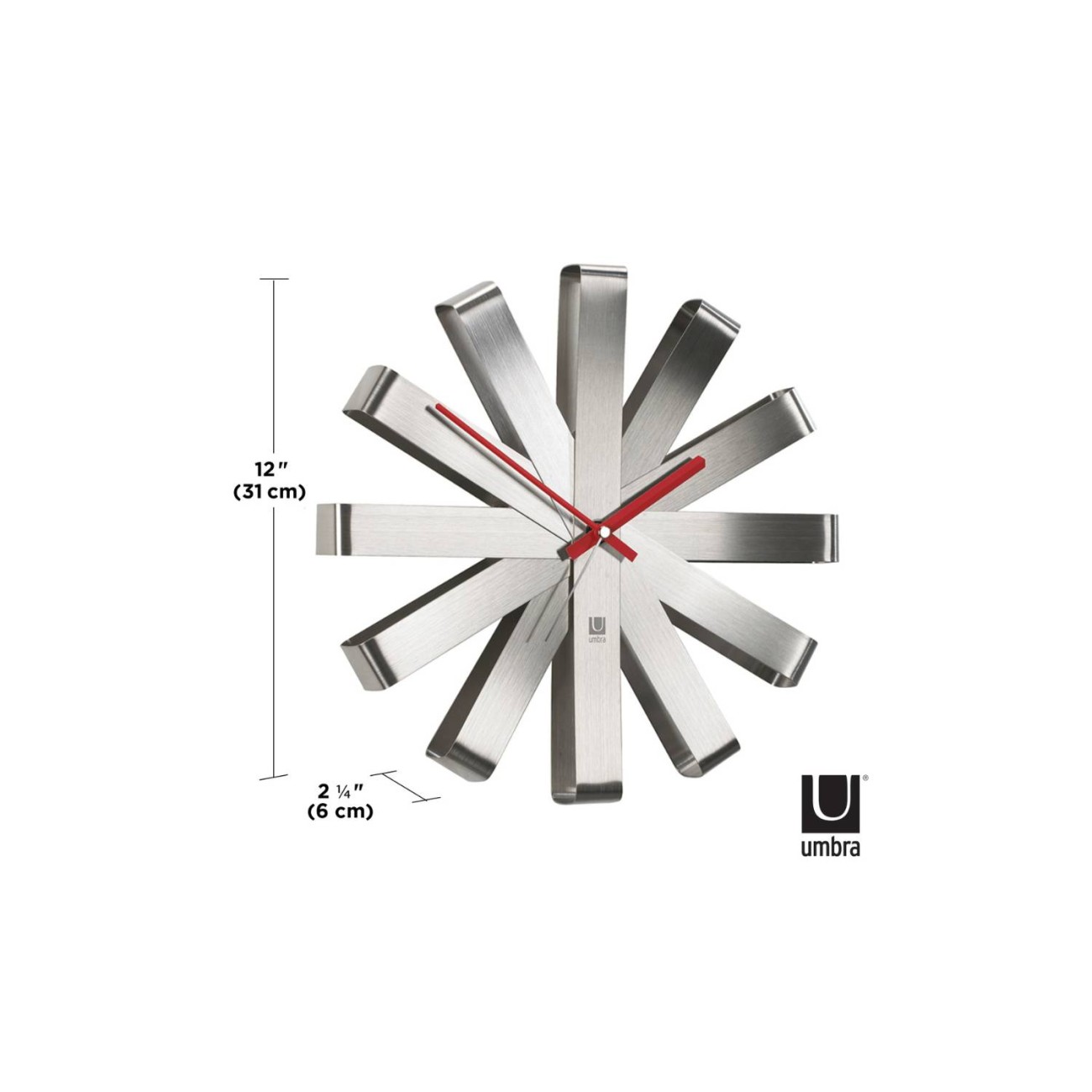 Umbra Ρολόι τοίχου 30cm ανοξείδωτο ατσάλι σειρά Ribbon Ρολόγια