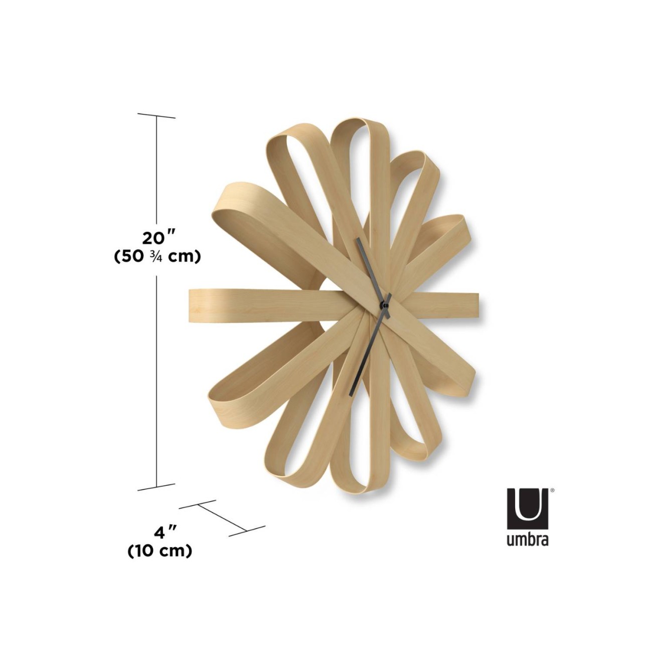 Umbra Ρολόι τοίχου 51cm φυσικό ξύλο σειρά Ribbonwood Ρολόγια