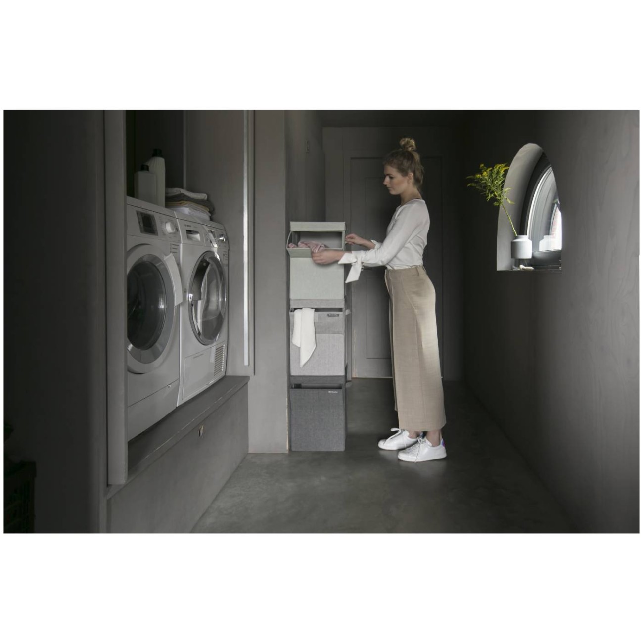 Brabantia Σάκος για άπλυτα 35lt στοιβαζόμενος Pepper Black Κάδοι απλύτων