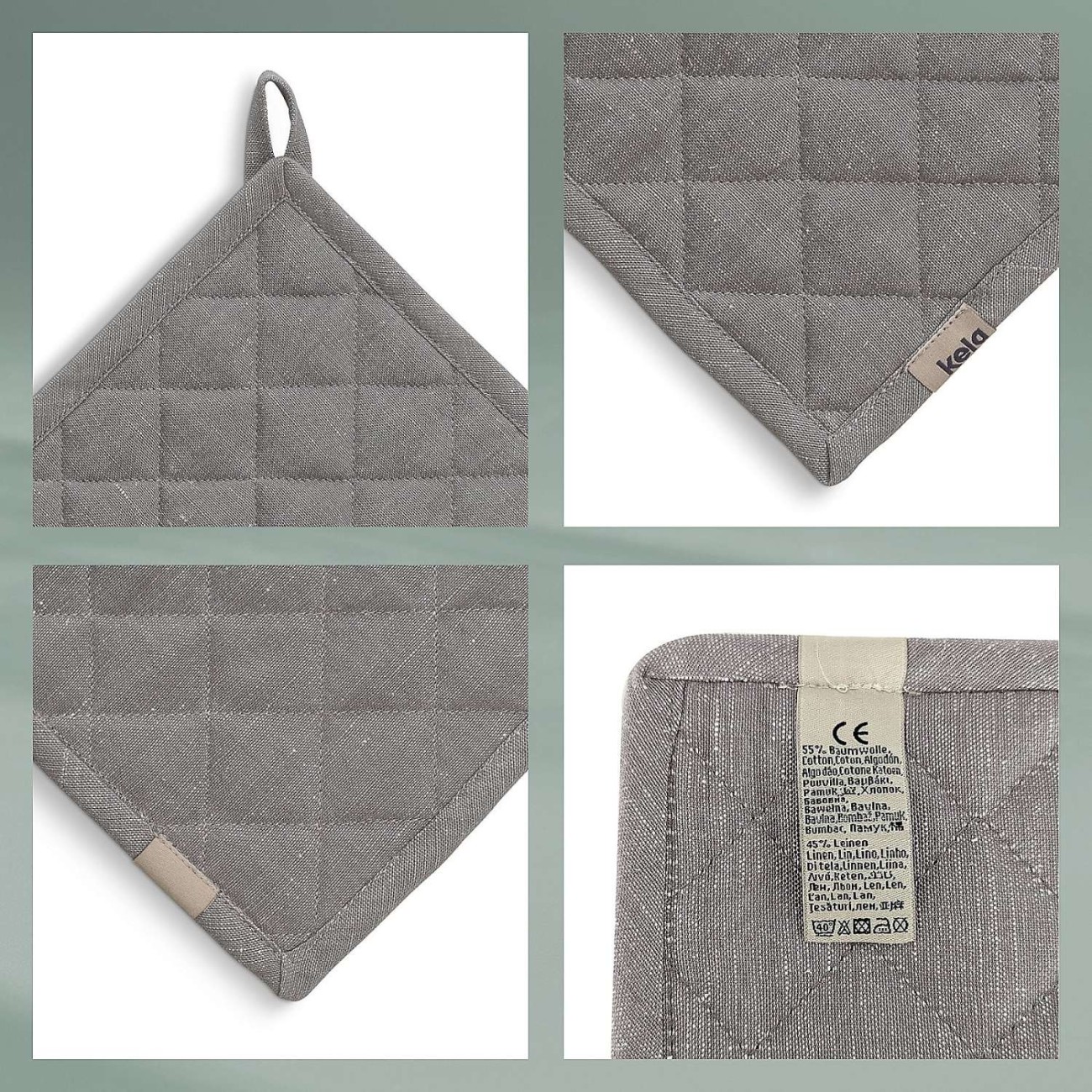 Kela Πιάστρα γκρι 20x20cm σειρά Puro Πετσέτες/ Ποδιές