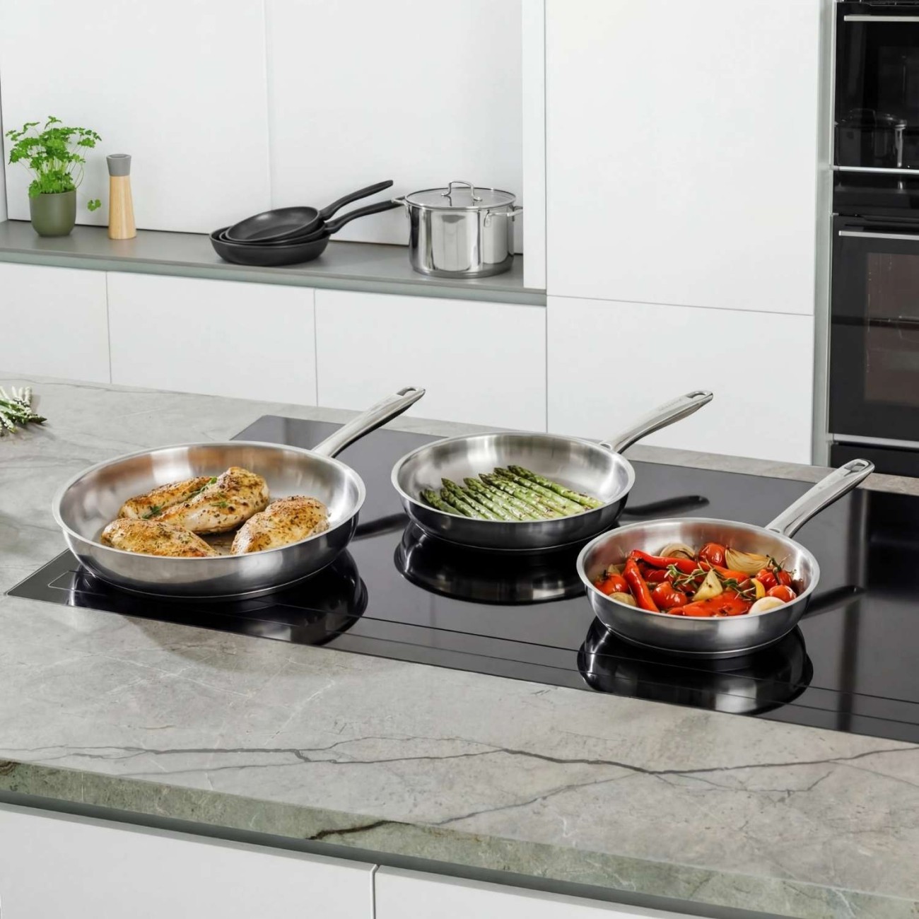 BergHOFF Σετ 3 τεμ. τηγάνια ανοξείδωτα 20cm/24cm/28cm σειρά Helix  Σετ Μαγειρικά Σκεύη