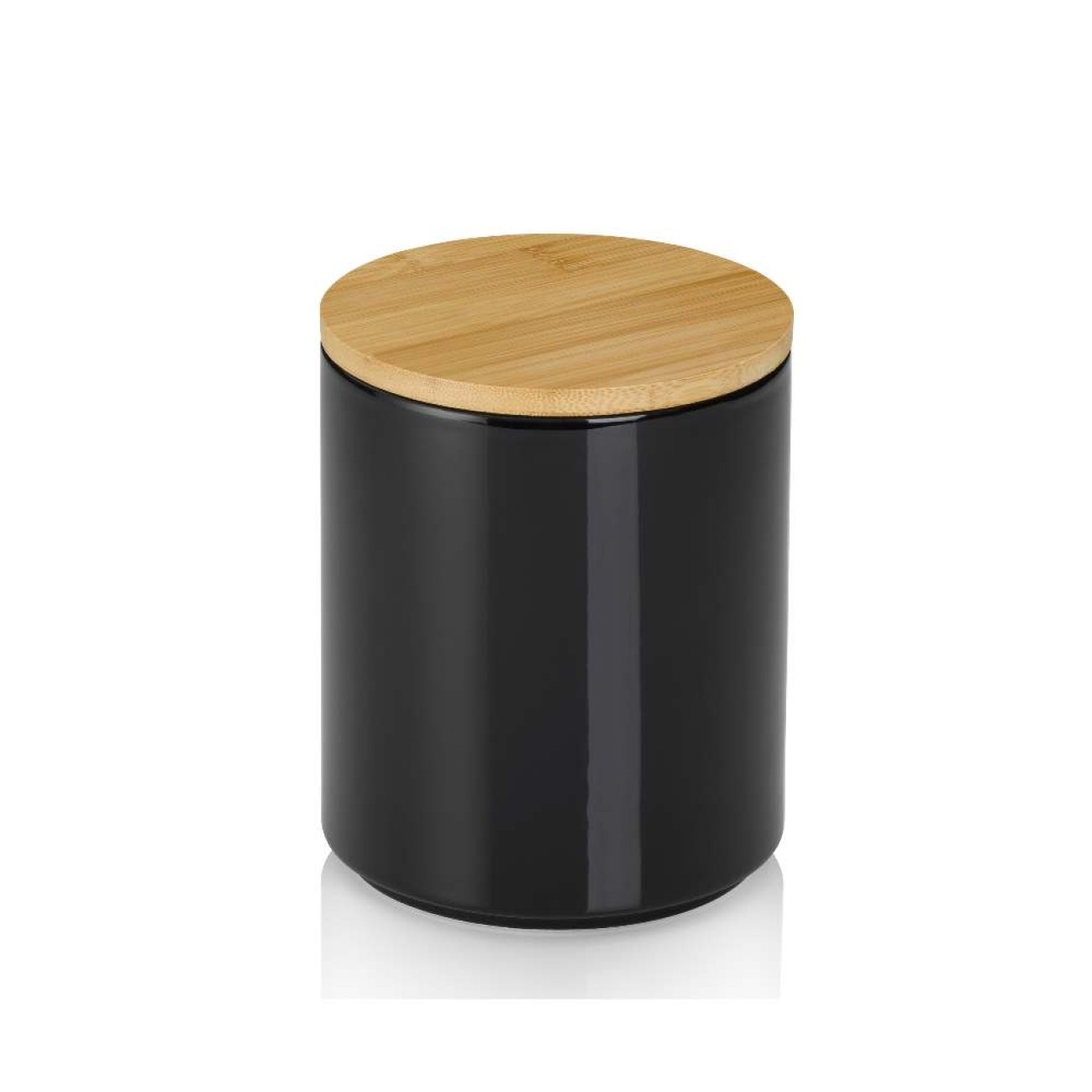 Kela Δοχείο αποθήκευσης κεραμικό/bamboo Φ12x15cm/1lt μαύρο σειρά Cady Δοχεία Τροφίμων