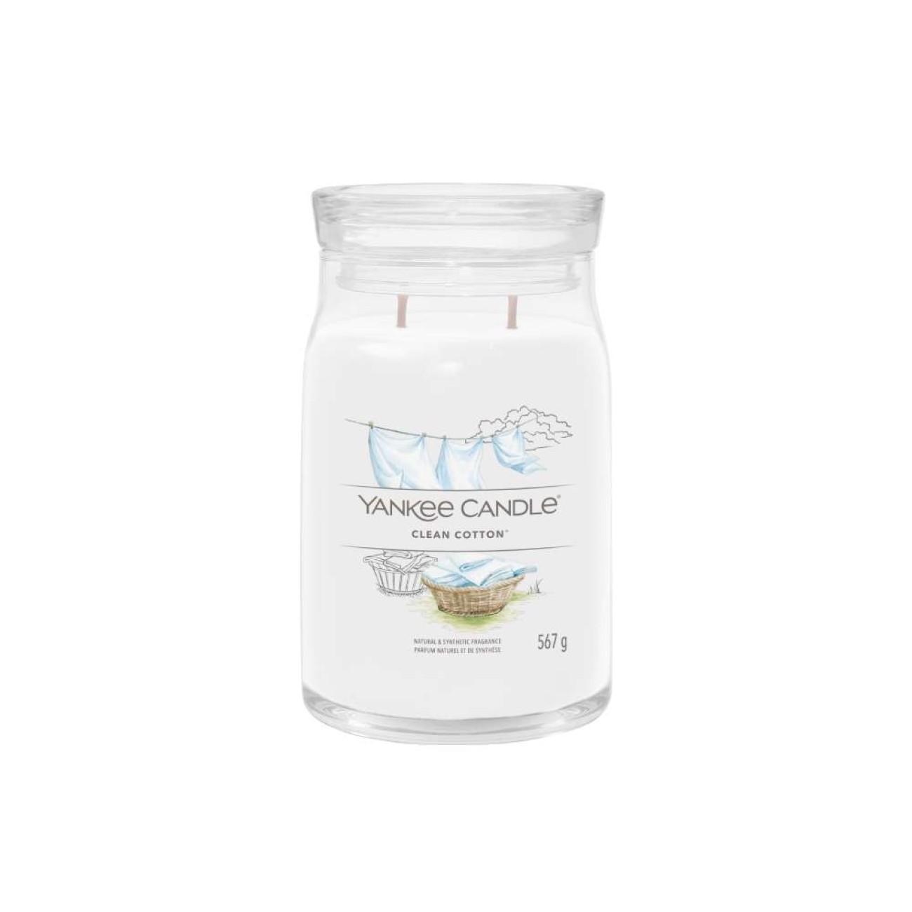 Yankee Candle Αρωματικό Κερί Signature σε Γυάλινο Δοχείο Large σειρά Clean Cotton
 Γυάλινα δοχεία Yankee Candle