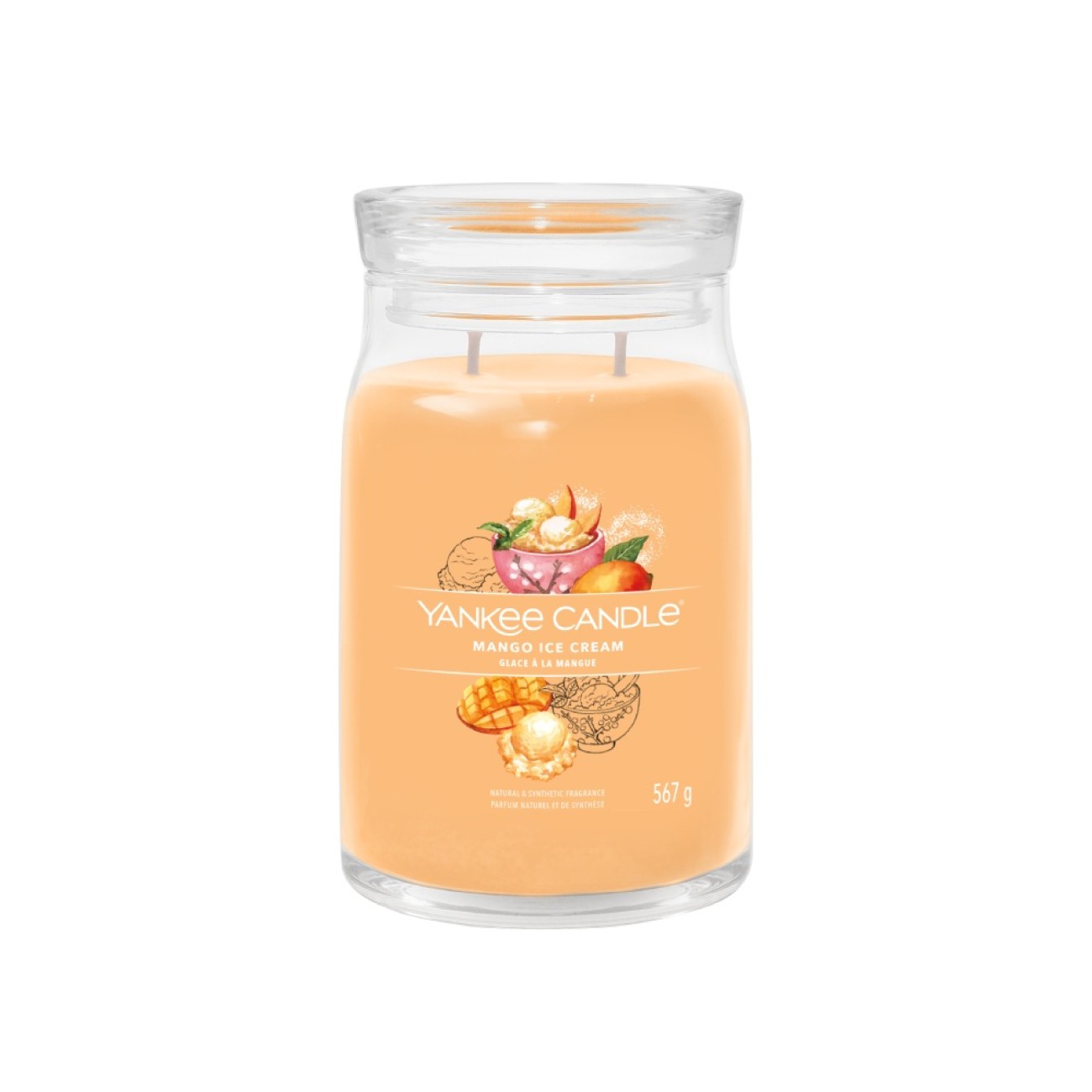 Yankee Candle Αρωματικό Κερί Signature σε Γυάλινο Δοχείο Large σειρά Mango Ice cream 
 Γυάλινα δοχεία Yankee Candle