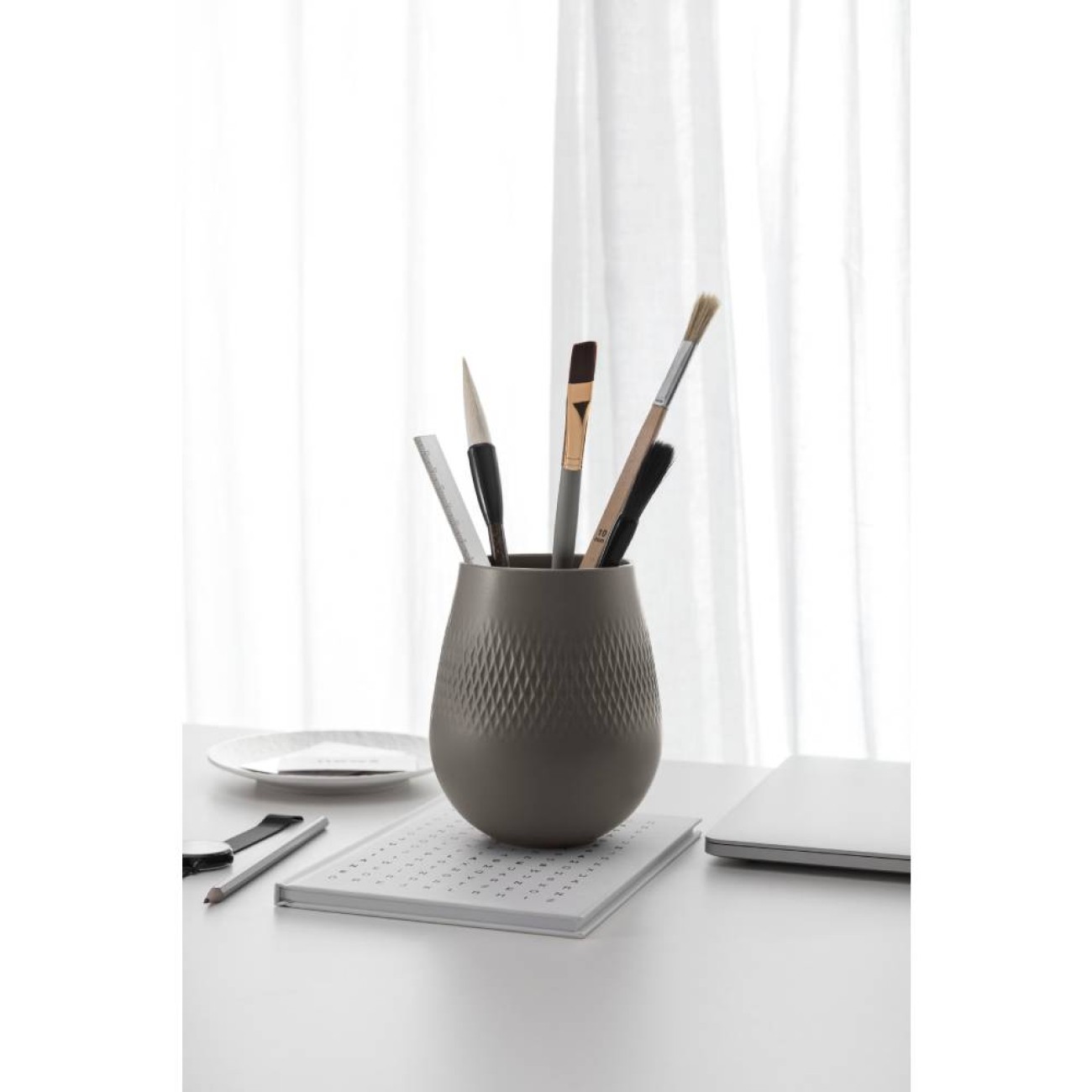 Villeroy & Boch Βάζο 12Χ12Χ15 εκ. Carre σειρά Manufacture Collier Taupe Βάζα