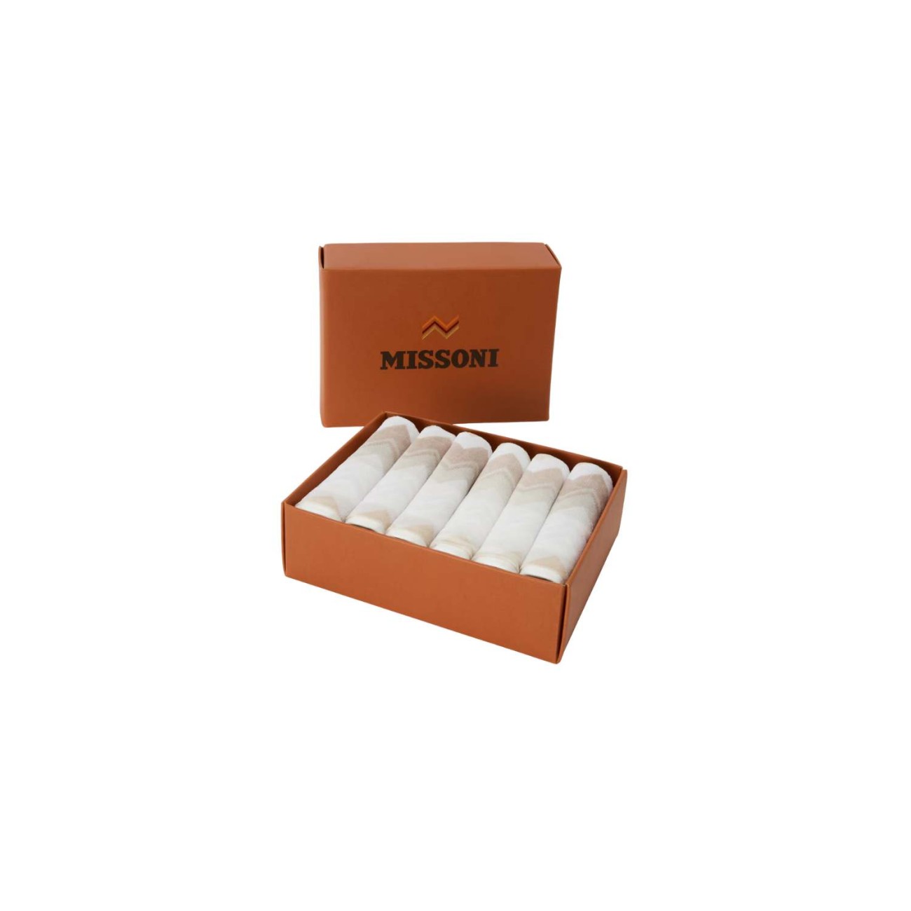 Missoni Σετ 6 τεμ. πετσέτες χεριών σε κουτί beige multicolor σειρά Giacomo Πετσέτες