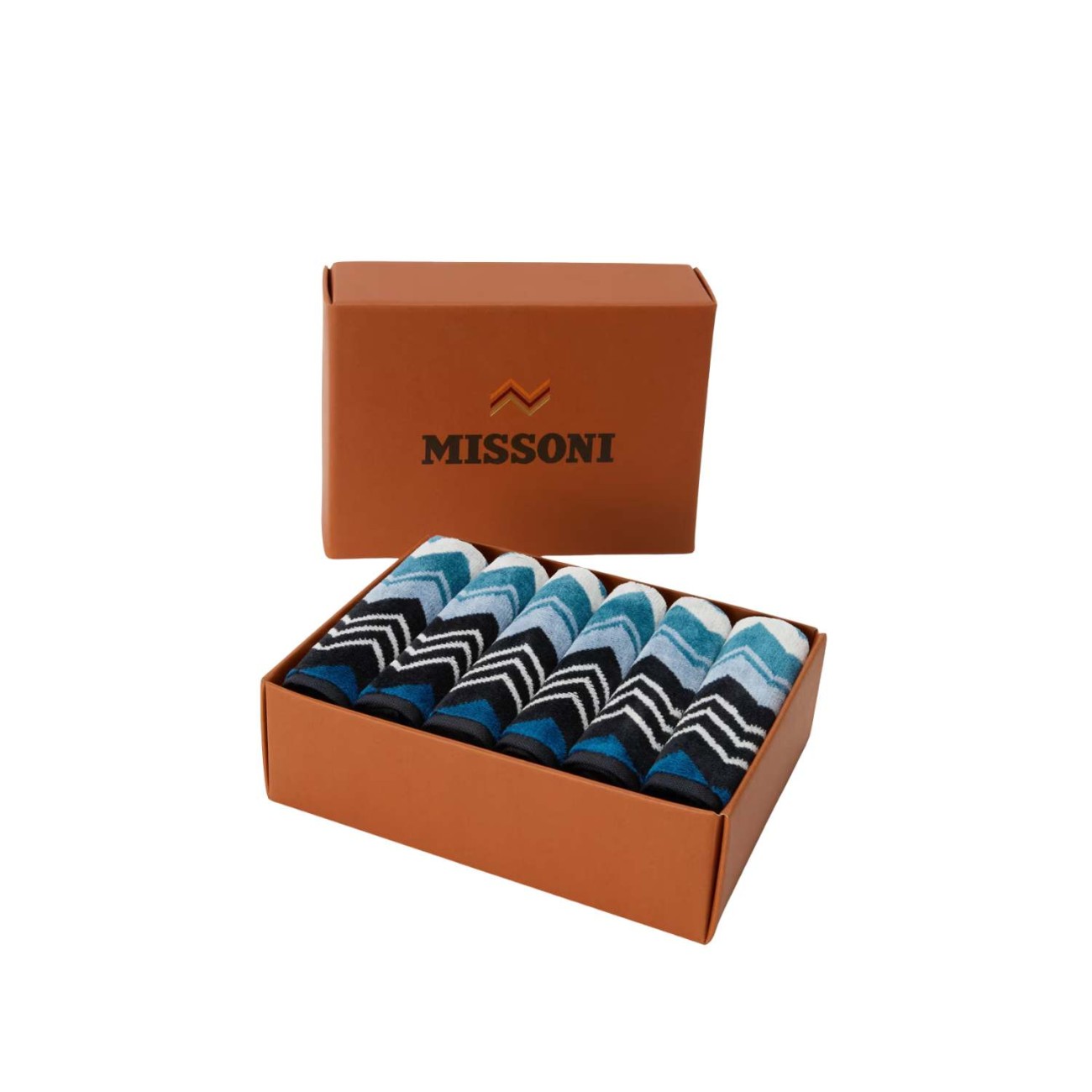 Missoni Σετ 6 τεμ. πετσέτες χεριών σε κουτί blue multicolor σειρά Giacomo Πετσέτες