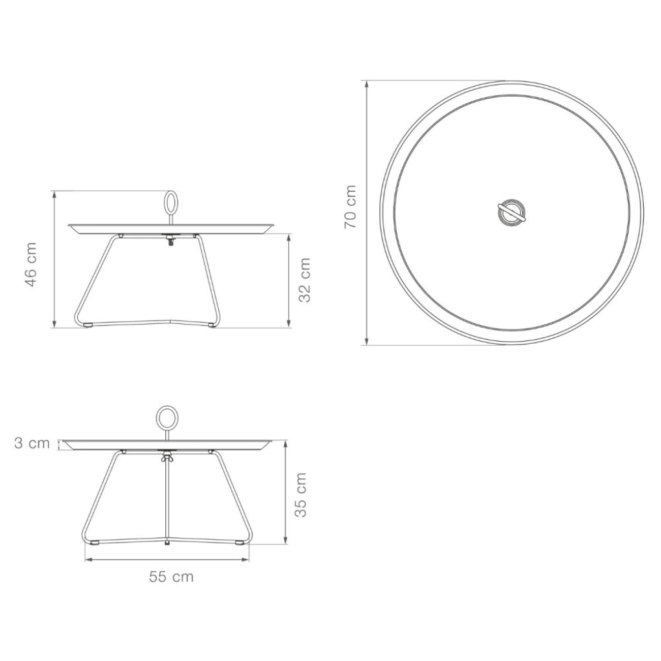 Houe Τραπεζάκι Φ70X35εκ. σκούρο γκρι ατσάλινος σκελετός σειρά EYELET
 Έπιπλα Κήπου