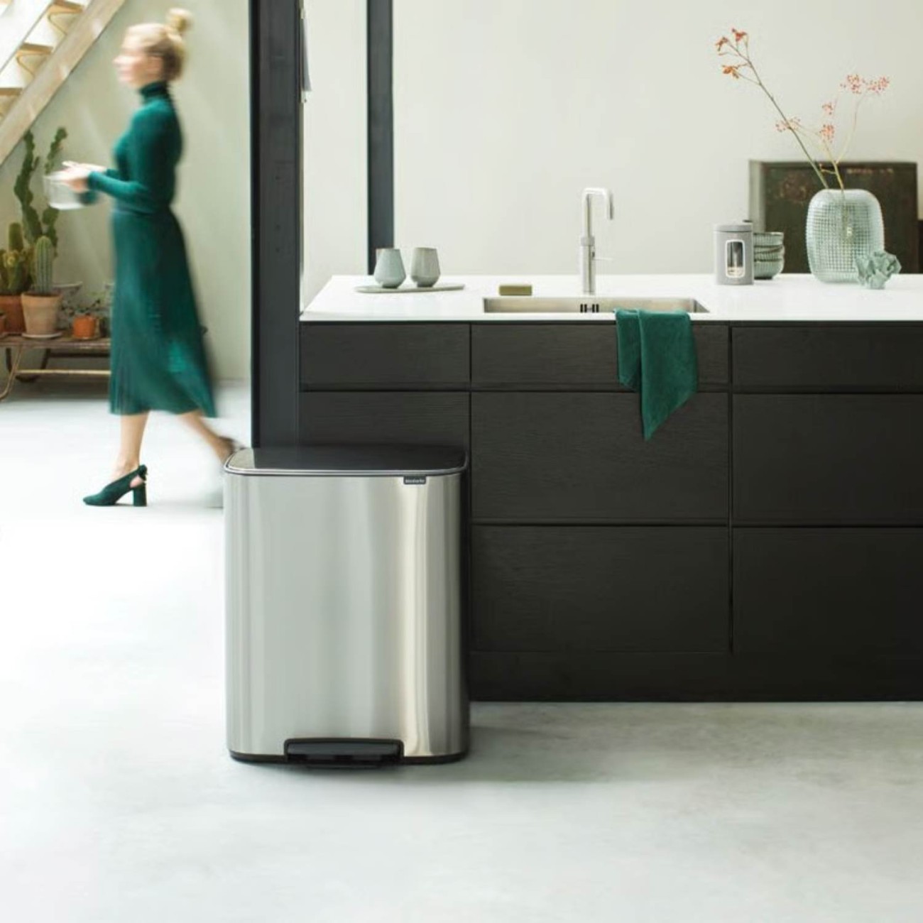 Brabantia Κάδος Απορριμμάτων 60 lt Matt Steel Fingerproof σειρά BO PEDAL Κάδοι Κουζίνας