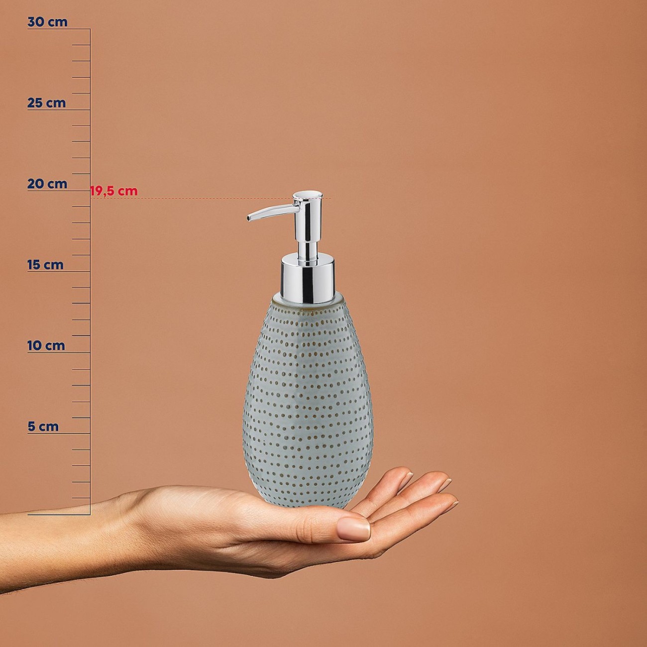 Kela Θήκη υγρού σαπουνιού Φ8x19,50cm /350ml γκρι καφέ σειρά Dots Αξεσουάρ Μπάνιου