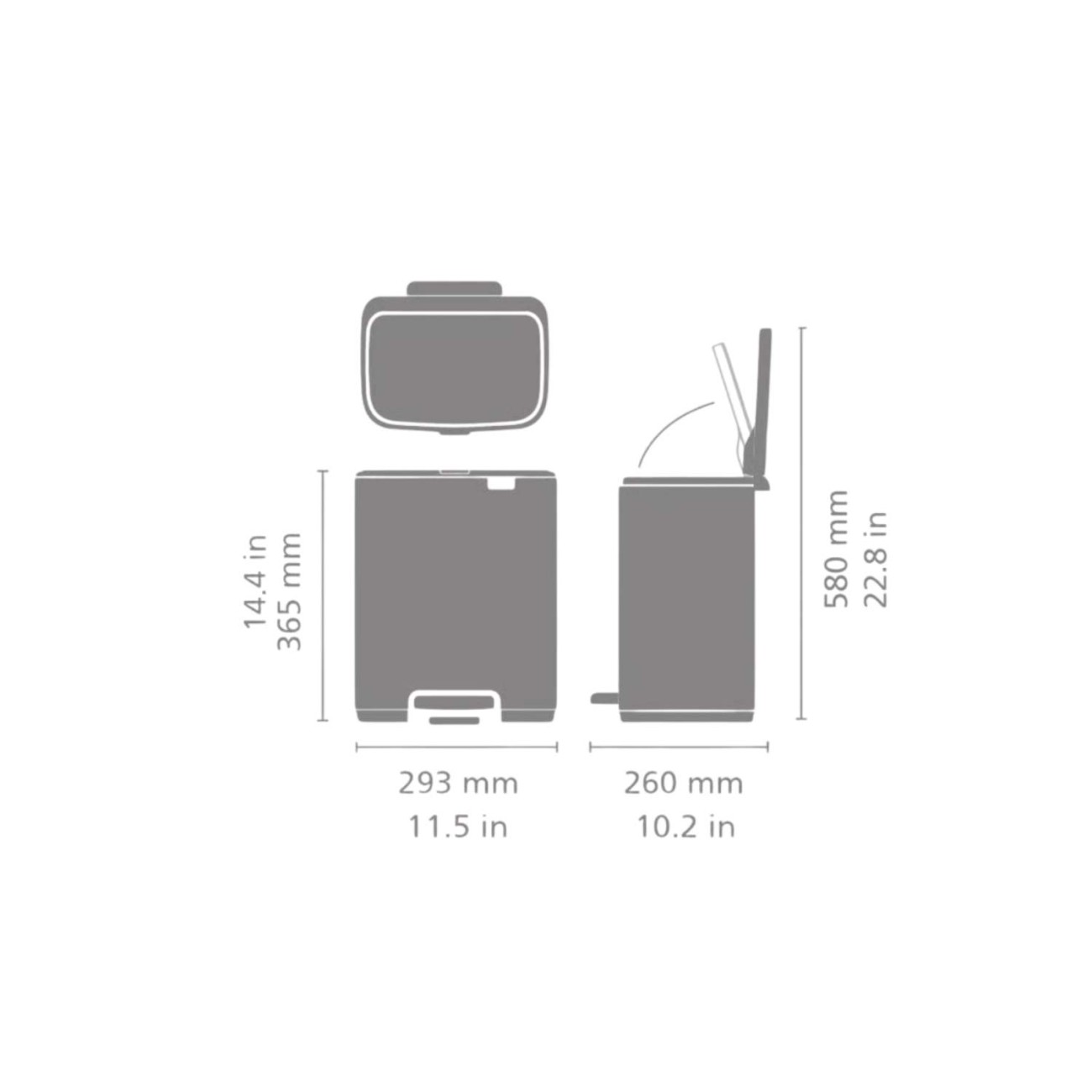Brabantia Δοχειο Απορριμάτων 12Lt Matt Black σειρά Bo Κάδοι Κουζίνας