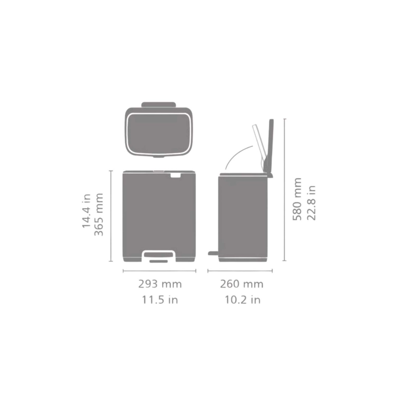 Brabantia Δοχειο Απορριμάτων 12Lt Platinum σειρά Bo Κάδοι Απορριμμάτων 
