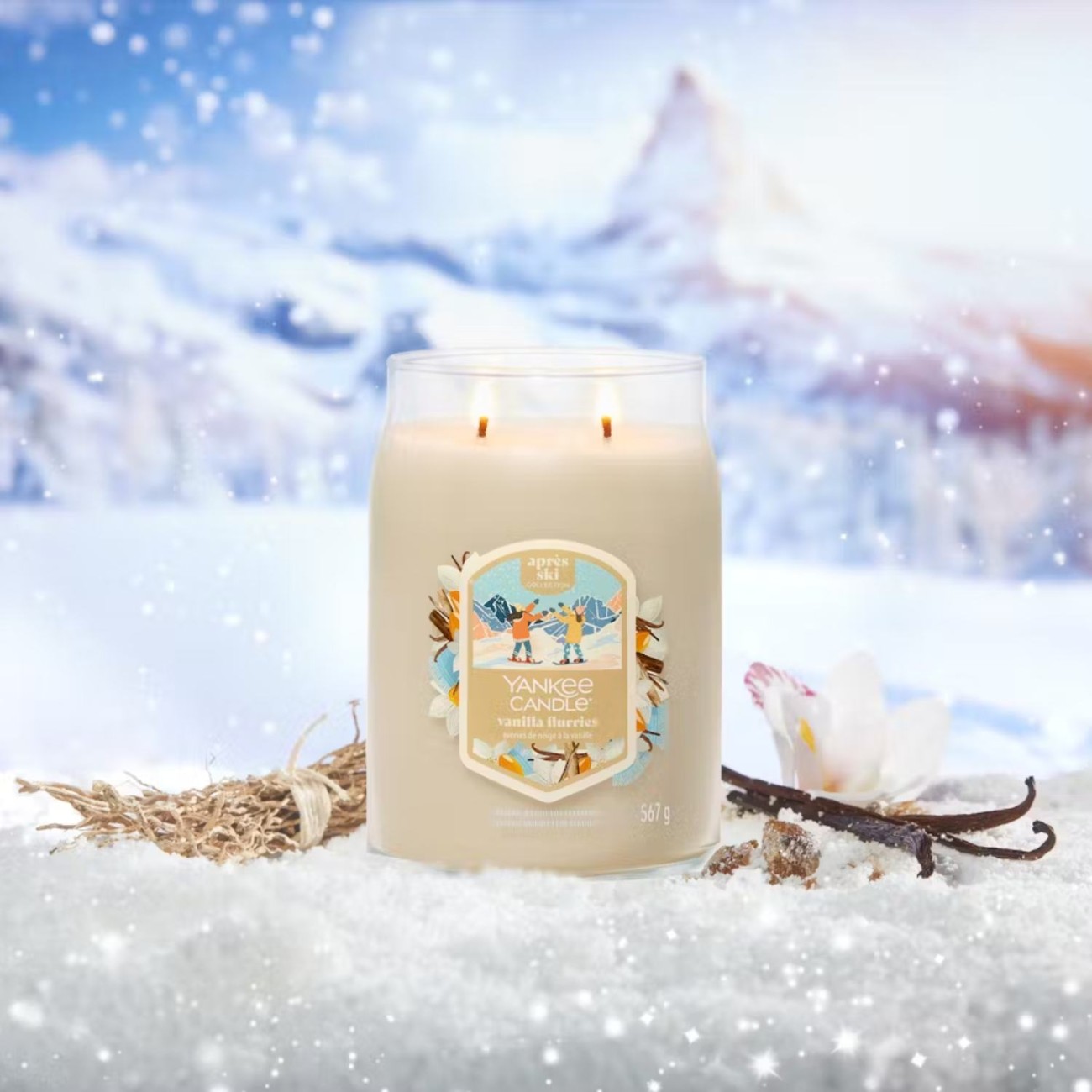 Yankee Candle Κερί σε Γυάλινο Δοχείο Large σειρά Vanilla Flurries Αρωματικα Κεριά