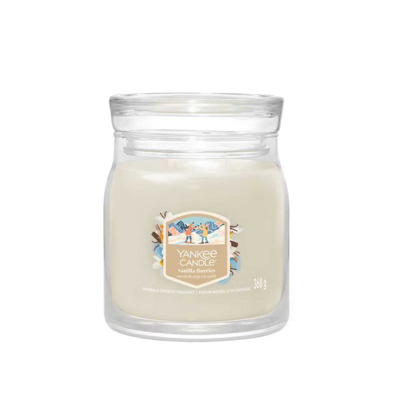 Yankee Candle Κερί σε Γυάλινο Δοχείο Medium σειρά Vanilla Flurries Αρωματικα Κεριά