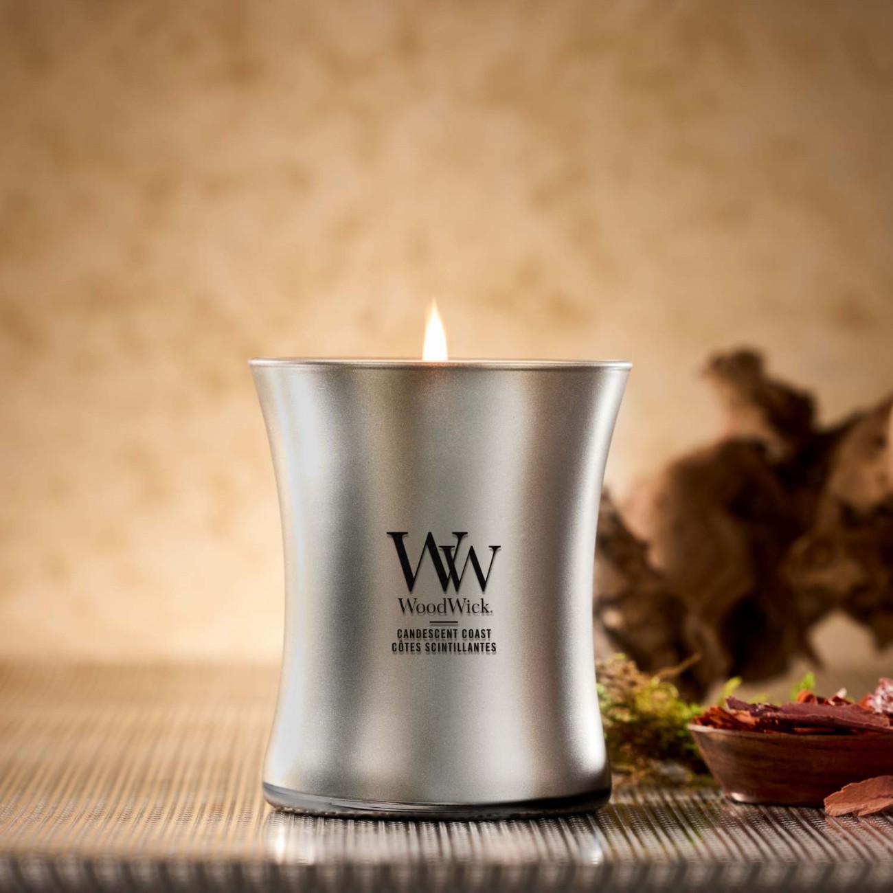 WoodWick Αρωματικό Κερί σε Γυάλινο Δοχείο σειρά Precious Metal Melanite Mist Αρωματικα Κεριά