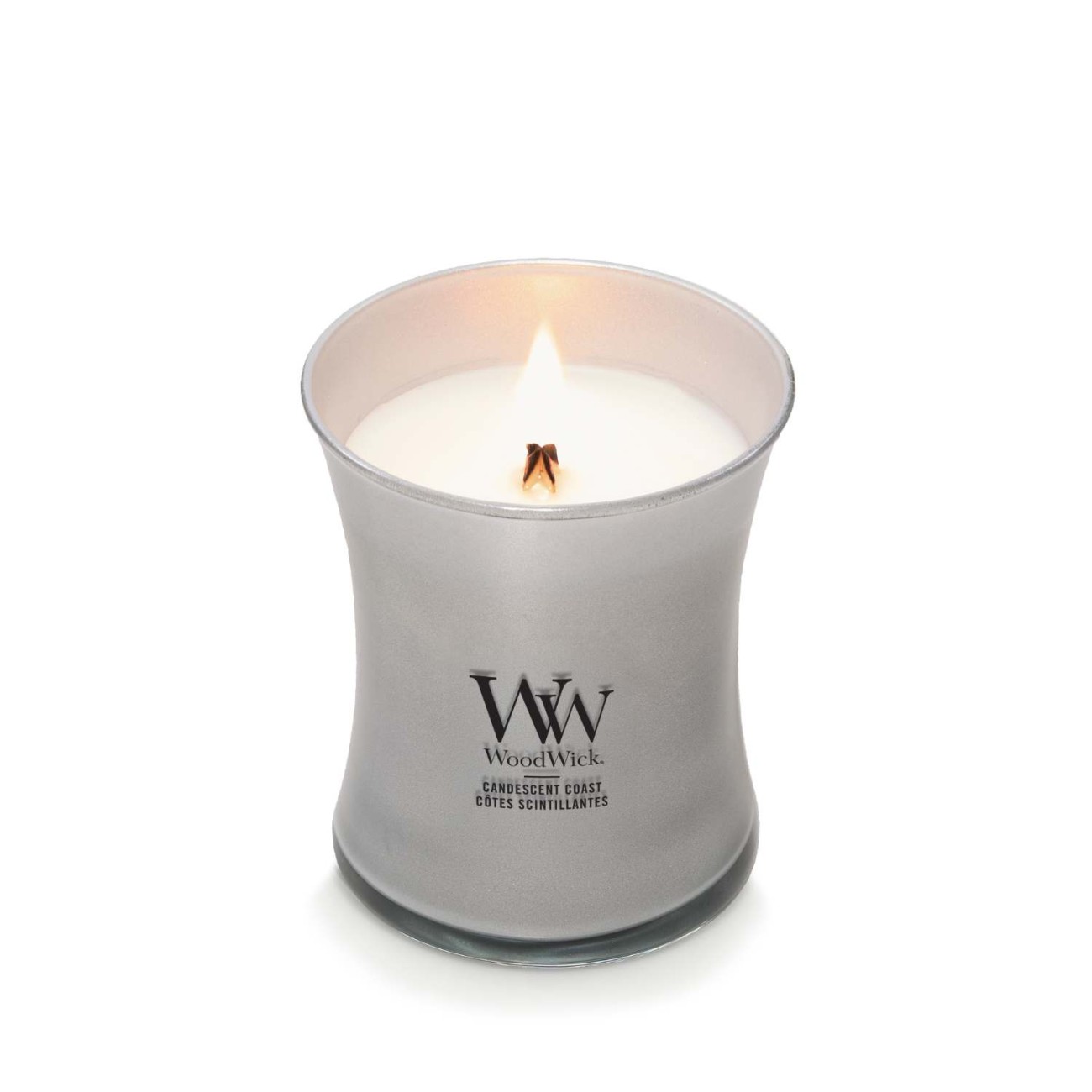 WoodWick Αρωματικό Κερί σε Γυάλινο Δοχείο σειρά Precious Metal Candelescent Coast Αρωματικά Χώρου/Κεριά