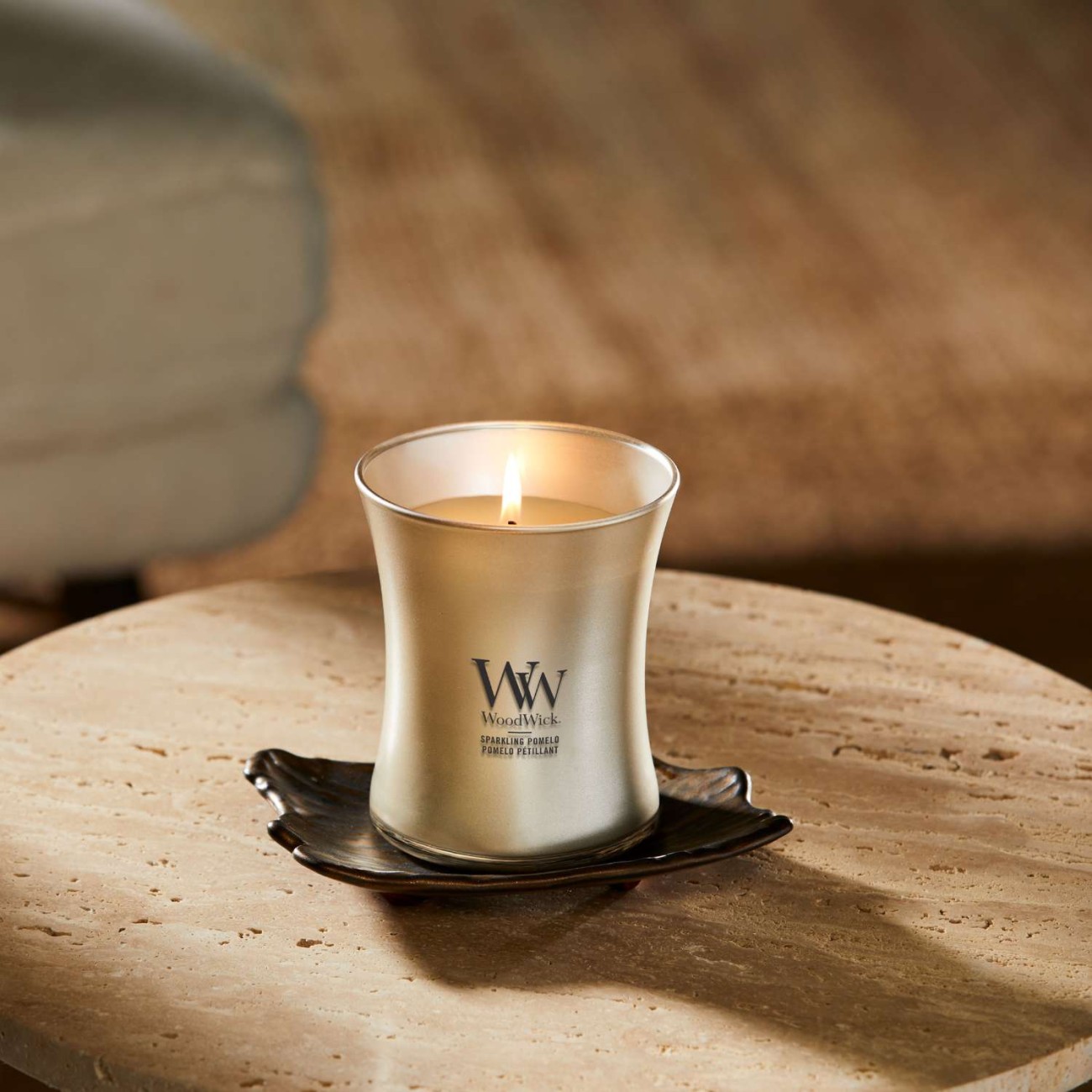 WoodWick Αρωματικό Κερί σε Γυάλινο Δοχείο σειρά Precious Metal Sparkling Pomelo Αρωματικα Κεριά