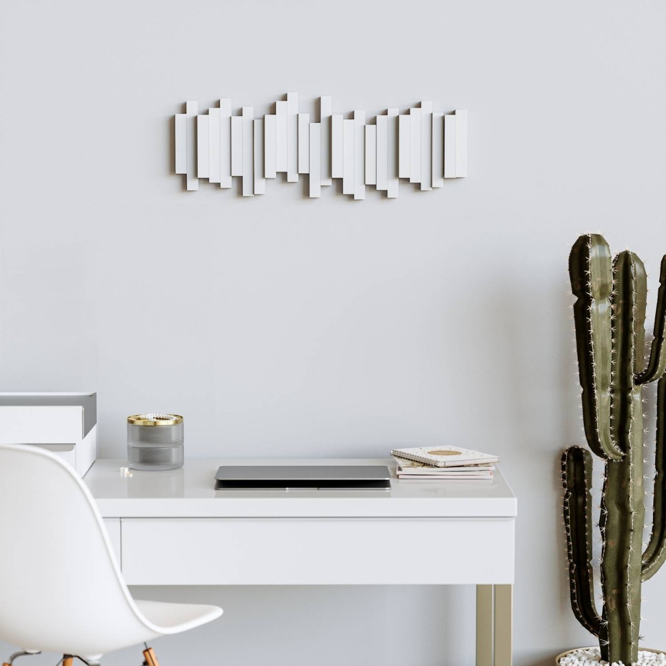 Umbra Κρεμάστρα τοίχου 50cm 5 θέσεων λευκό σειρά Sticks Καλόγεροι
