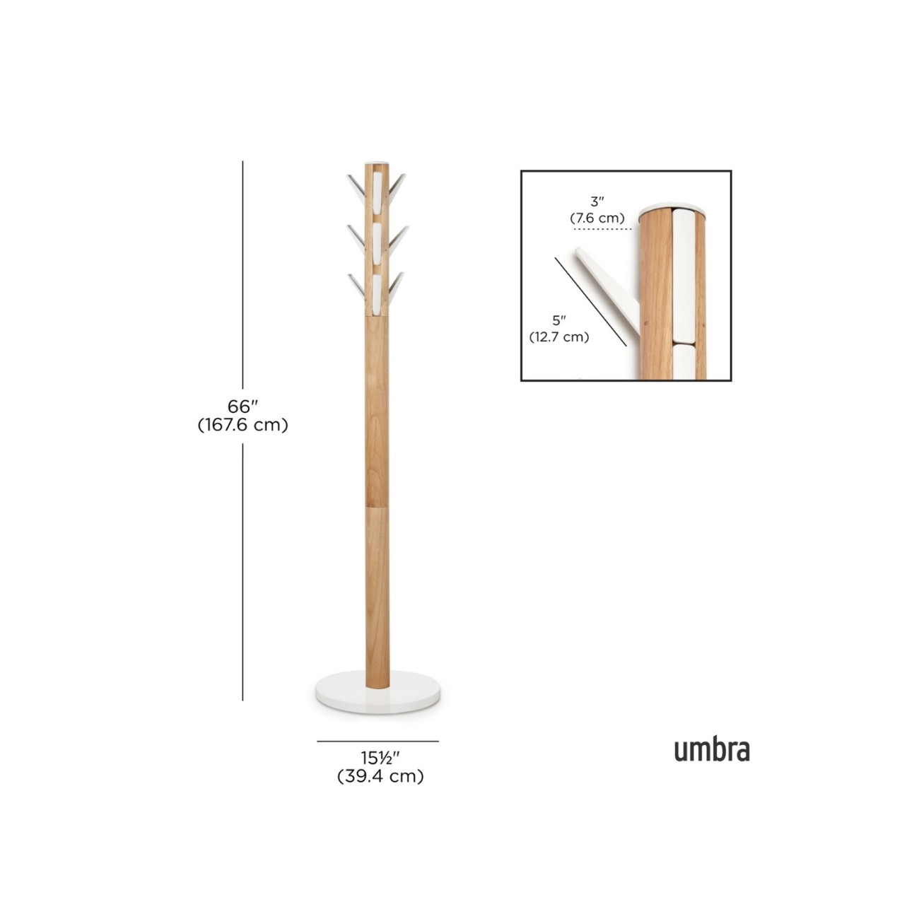Umbra Καλόγερος 168cm λευκό/φυσικό ξύλο σειρά Flapper Καλόγεροι
