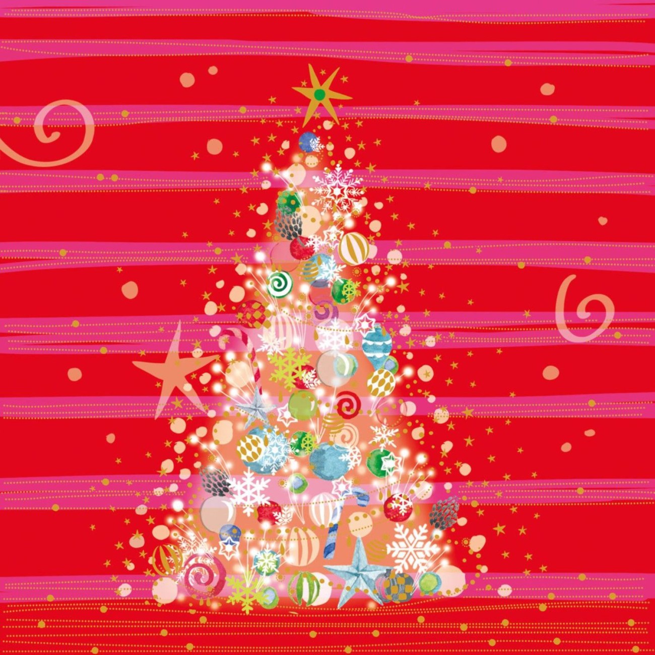 Paperproducts Design - PPD Χαρτοπετσέτα 33x33cm Κόκκινο/Ροζ σειρά Christmas Χριστουγεννιάτικα