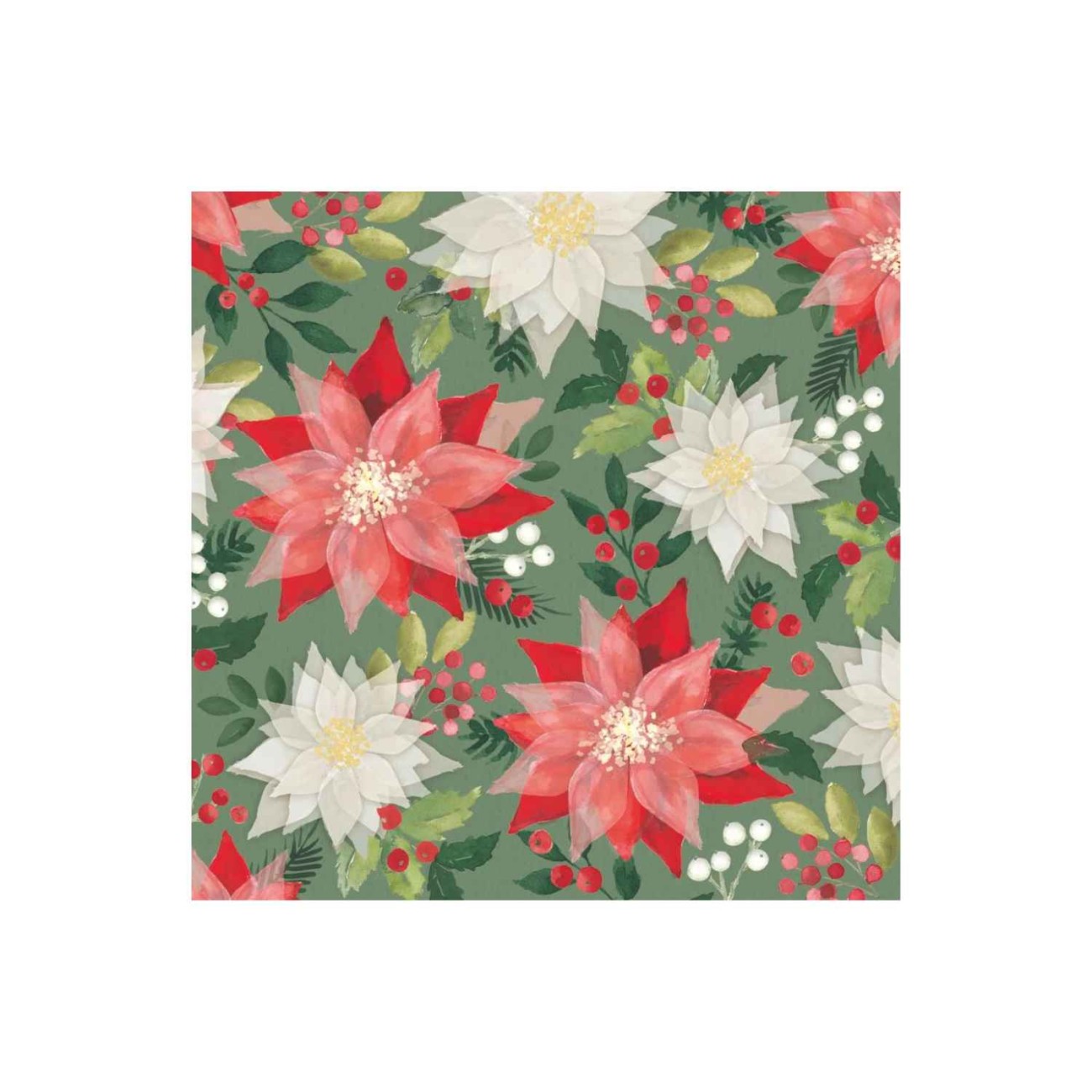 Paperproducts Design - PPD Χαρτοπετσέτα 33x33 εκ. σειρά Merry Poinsettia Χριστουγεννιάτικα